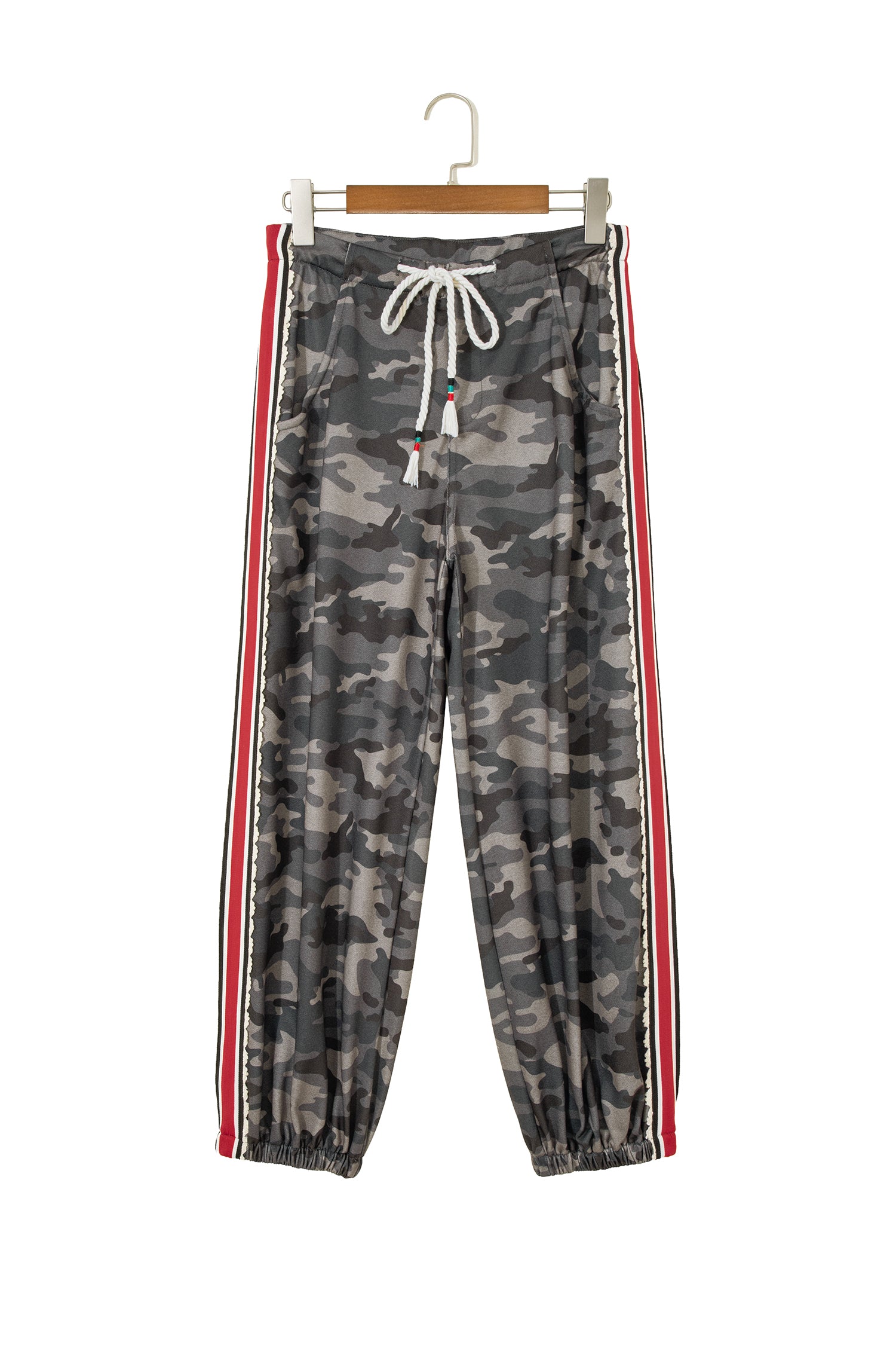 Camo Print Striped Side Panel Drawstring Joggers
