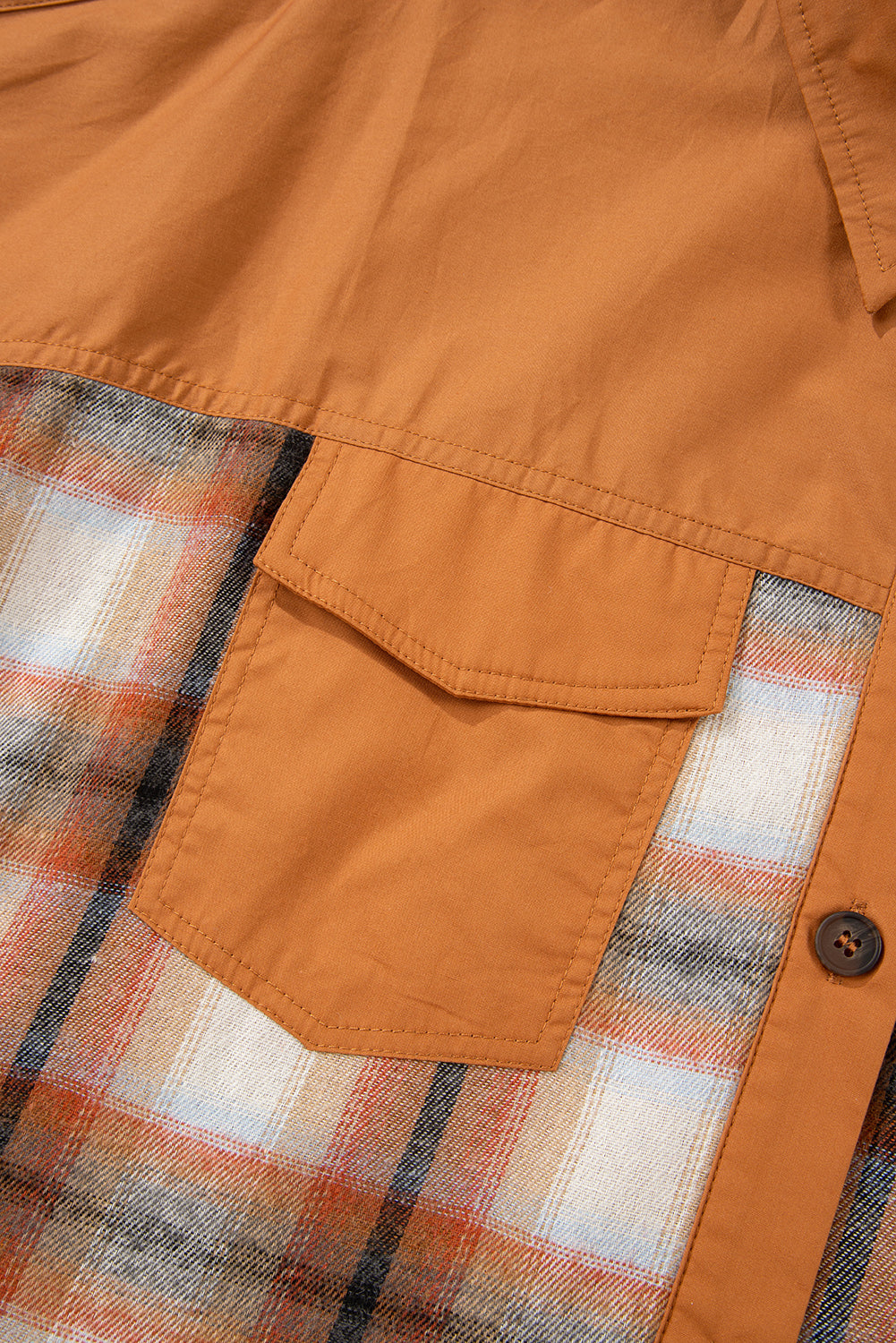 Plaid Colour Block Patchwork Ruffle Hem Tunic Shirt Dress - Dresses/Mini Dresses