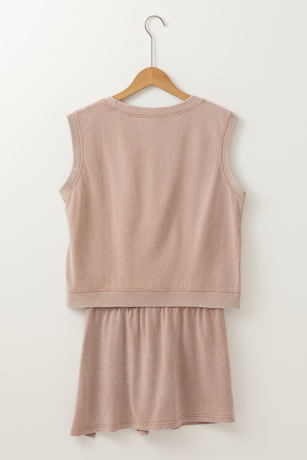 Skort Co-ord Set Mineral Wash Cotton Tank Top Lined Split Skirt - eAura