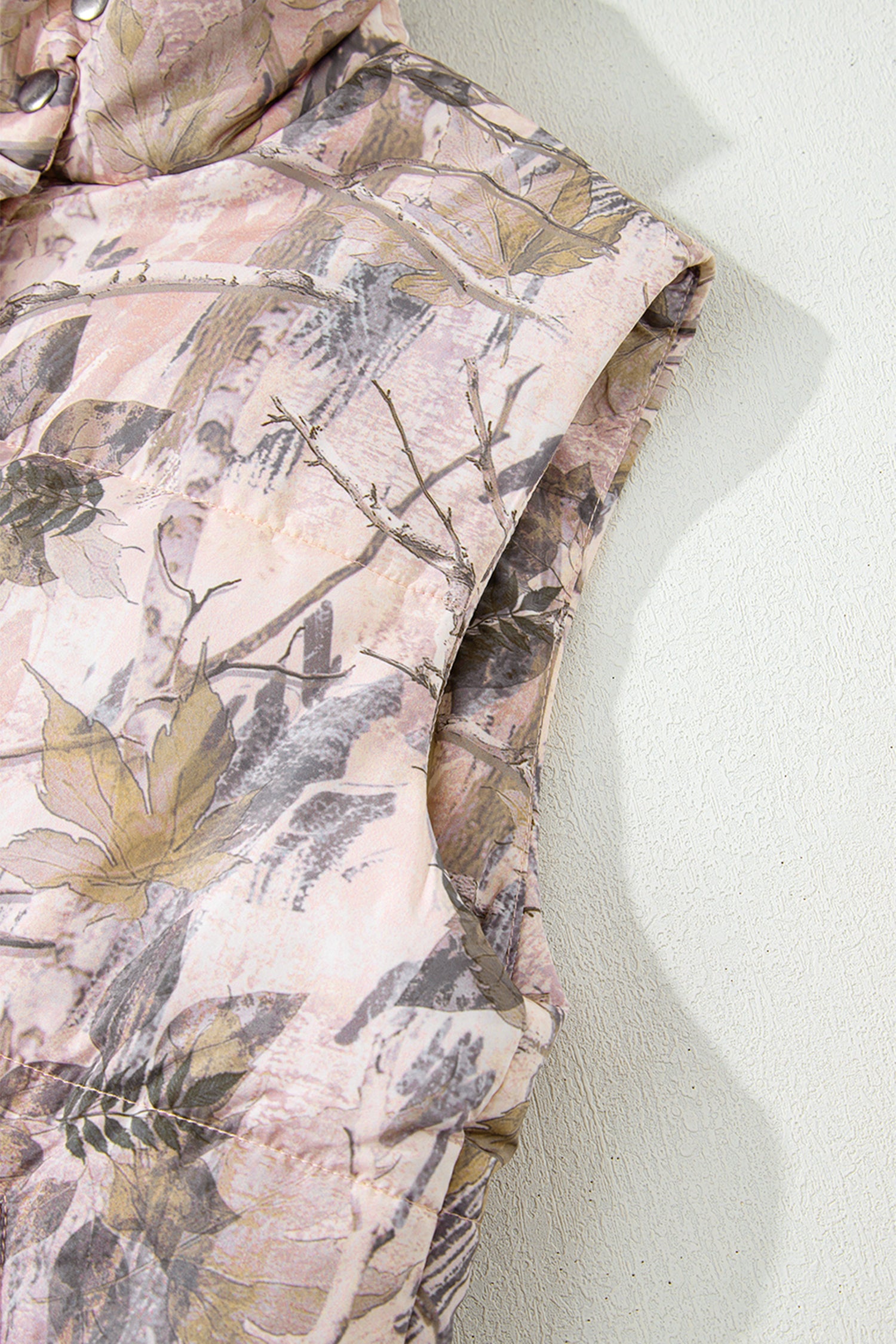 Camo Leaf Print Winter Puffer Vest - Outerwear/Vests