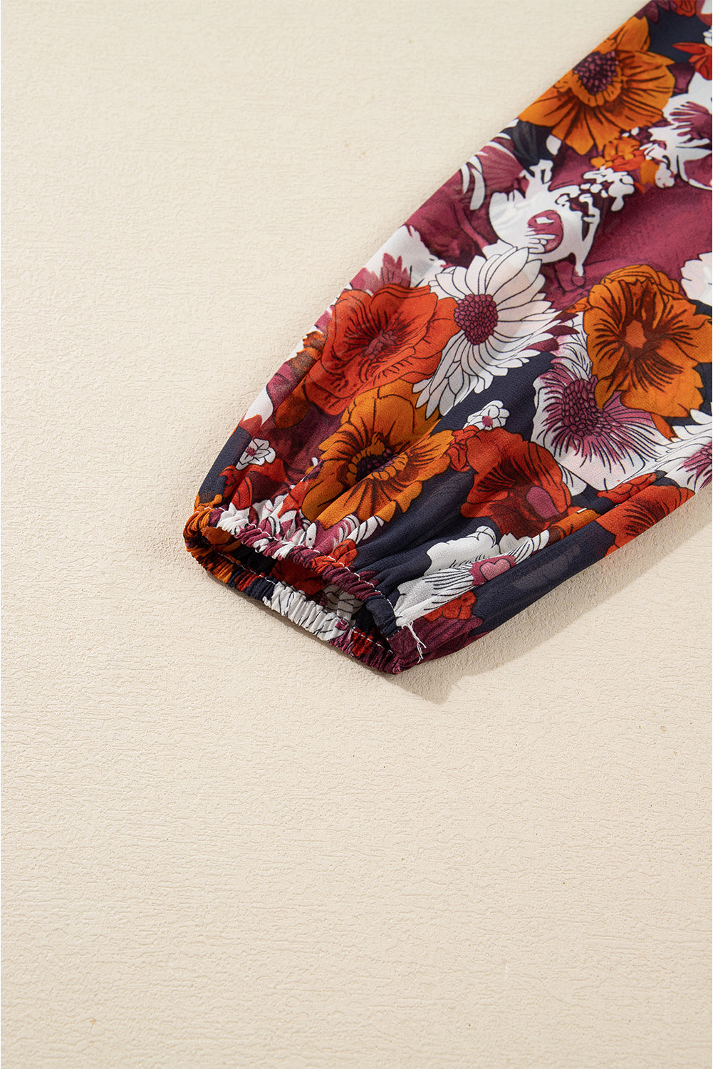 Floral Print Wrap V-Neck Puff Sleeve Flowy Mini Dress - eAura