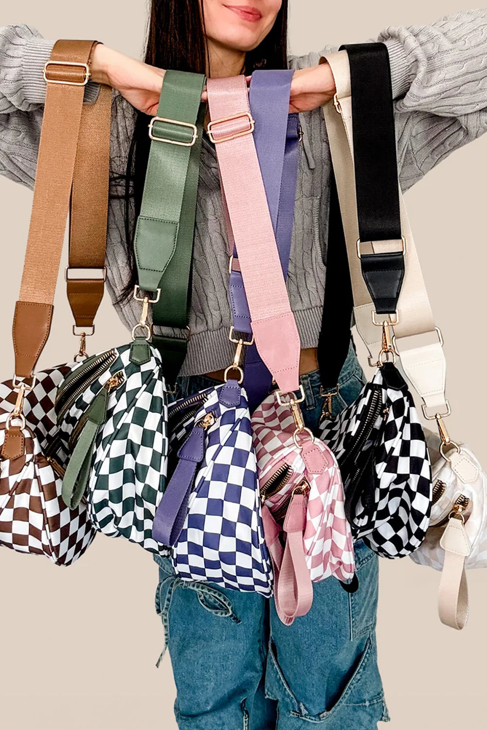 Print Wide Strap Large Crossbody Bag