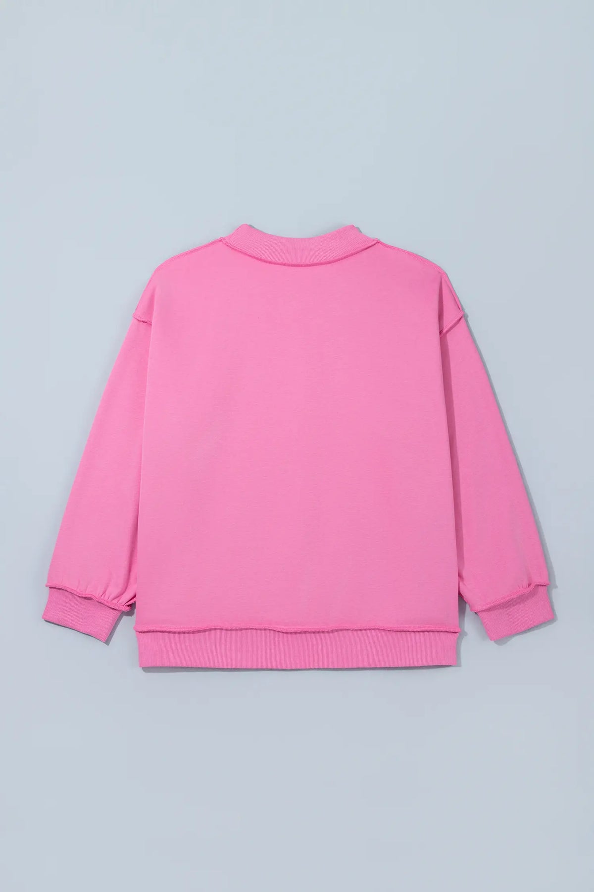 Bright Pink Exposed Seam Detail Reversible Double Wear Plus Size Sweatshirt