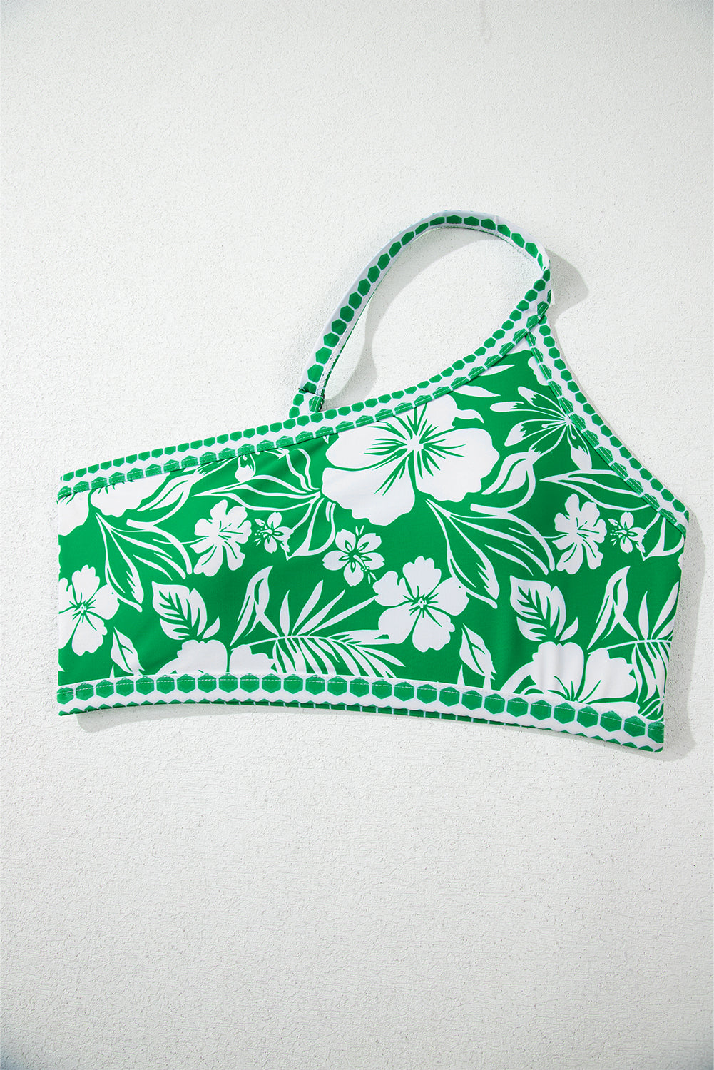 Green Floral Print One Shoulder High Waist Bikini Set eAura