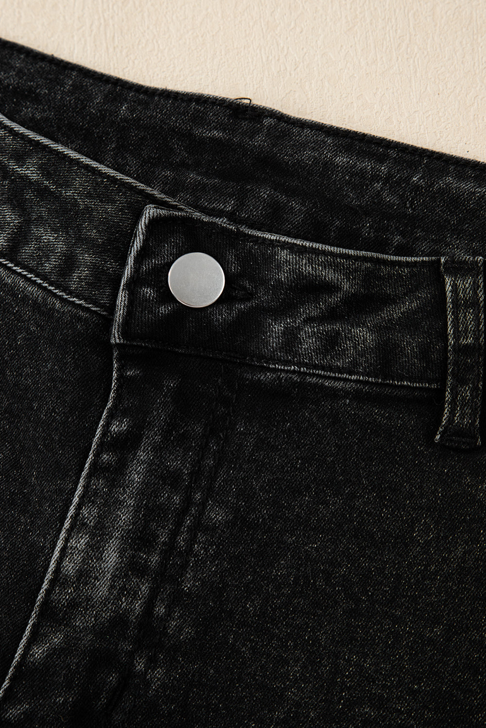 Pleated Wide Leg Mineral Wash Denim Pants - eAura