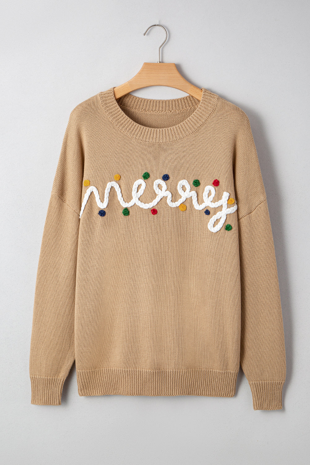 Merry Colourful Dot Detail Christmas Drop Shoulder Sweater - eAura