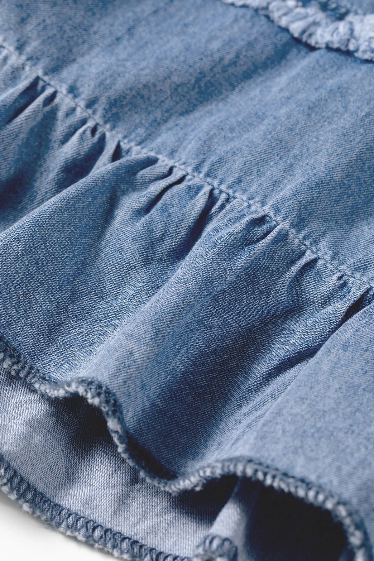 Tiered Raw Edge Ruffled Plus Size Wide Leg Denim Pants – Dusk Blue