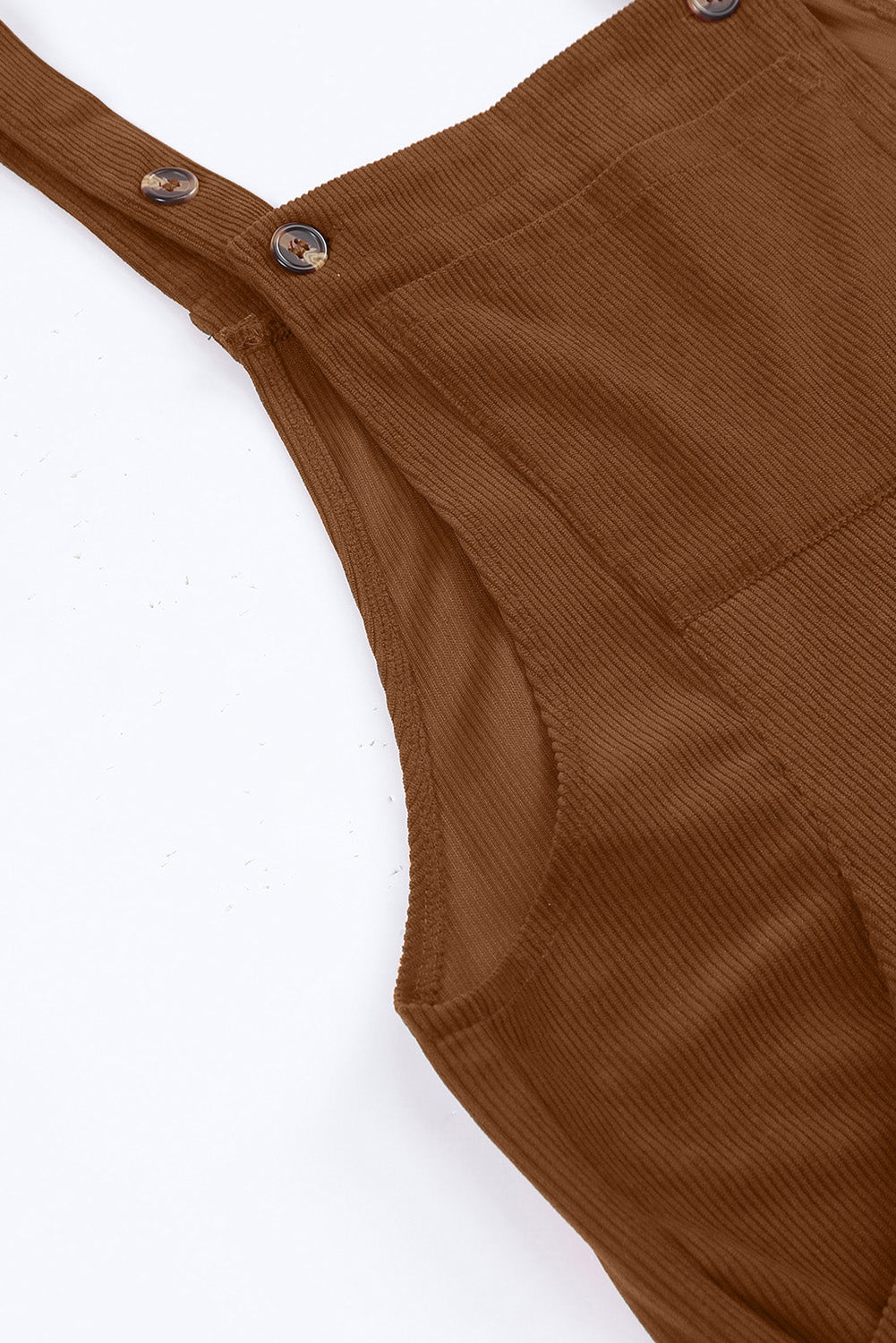 Solid Color Ribbed Wide Leg Bib Overalls – Brown