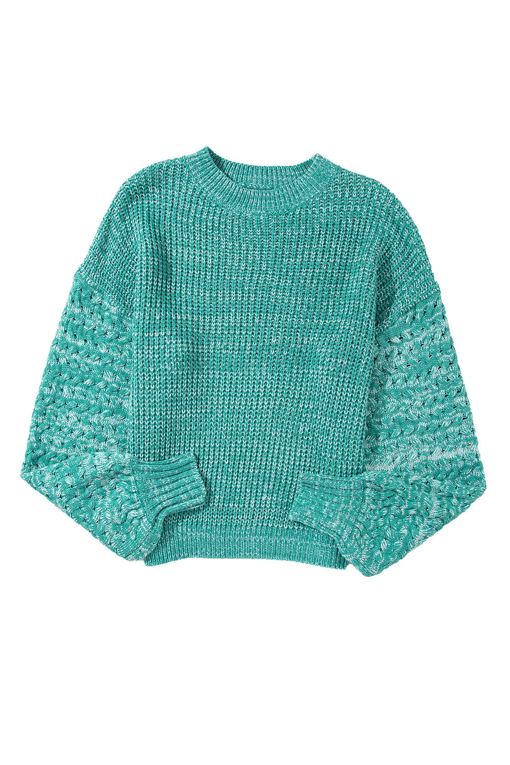 Parchment Cable Knit Sleeve Drop Shoulder Sweater eAura