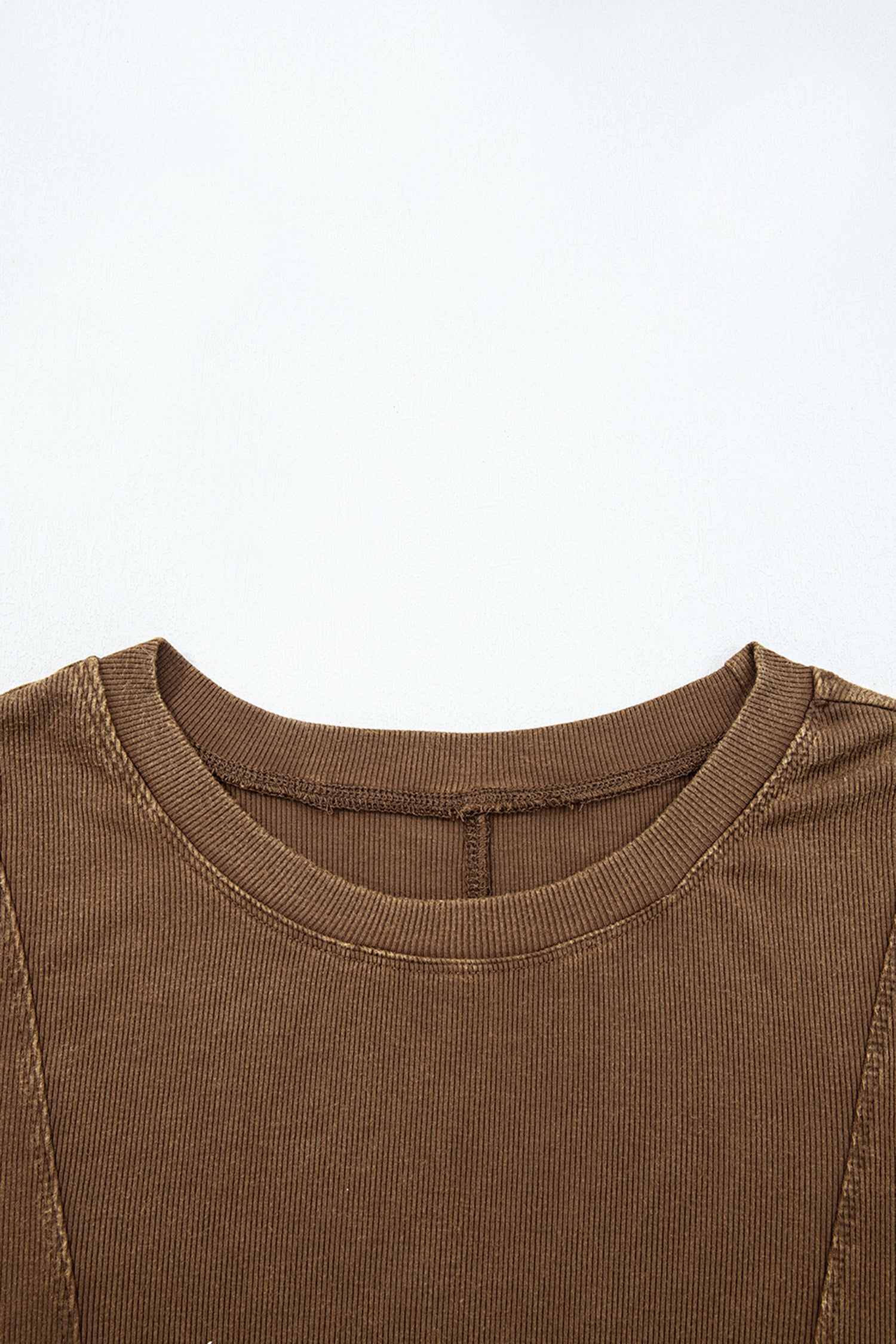 Exposed Seam Ribbed Long Sleeve Top