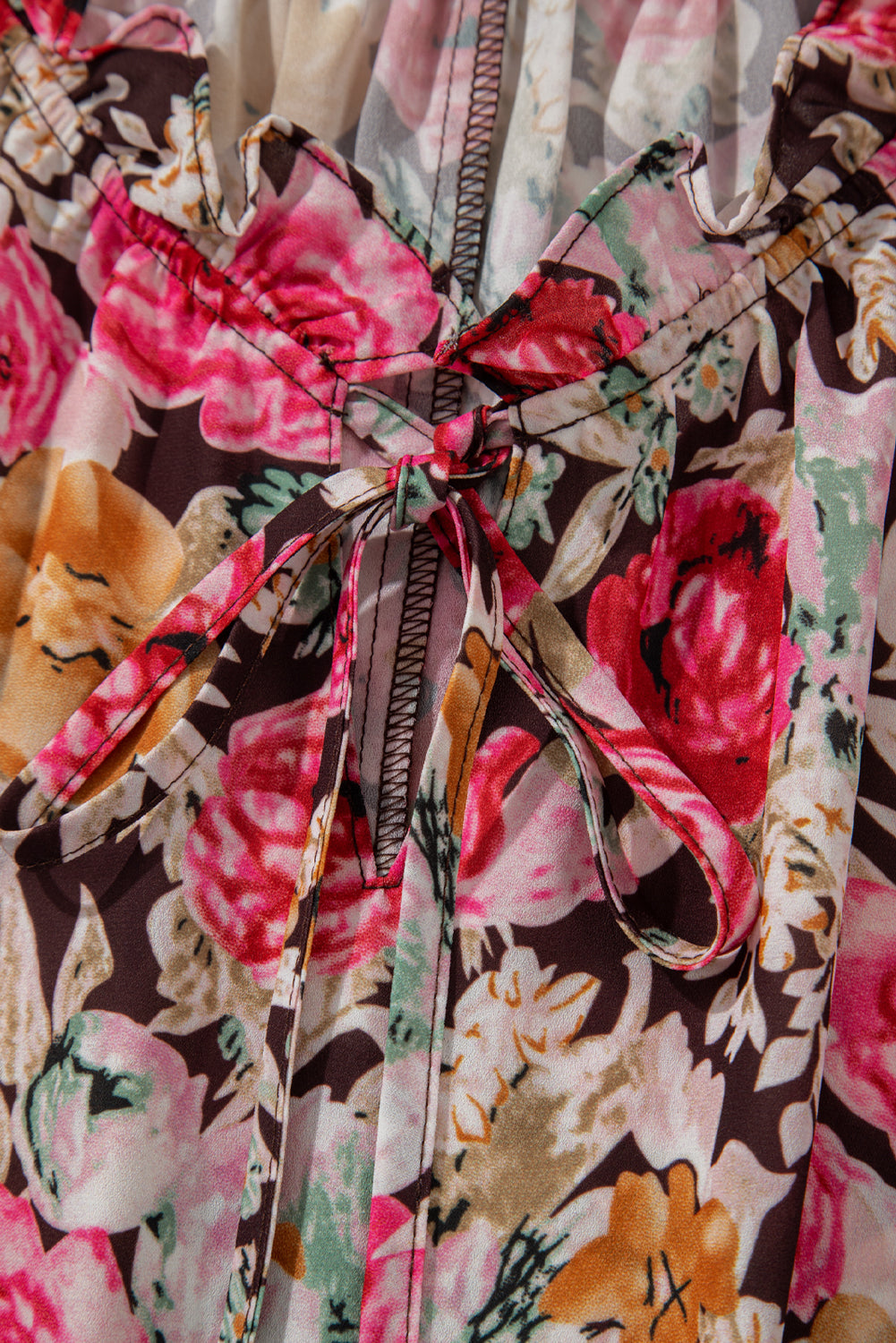 Pink Floral Print Crew Neck Short Sleeve Shift Blouse eAura