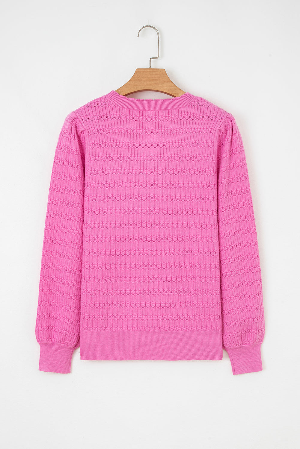 Pattern Knit Ribbed Cuffs Sweater - eAura