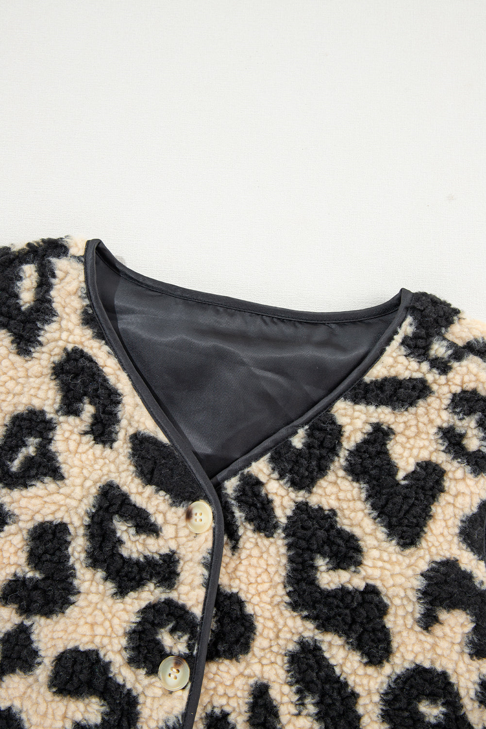 Leopard Print Sherpa Vest Coat – Black