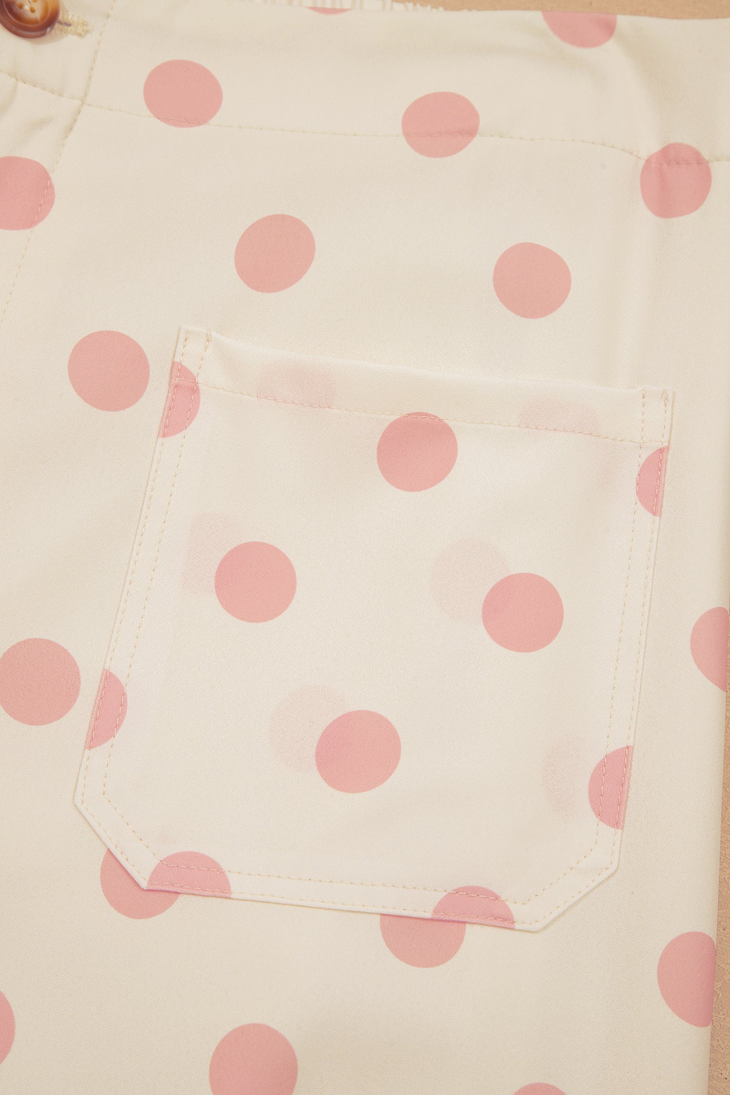 Sky Blue Polka Dot Print Patched Pocket Mid-rise Straight Leg Pants – Light Blue