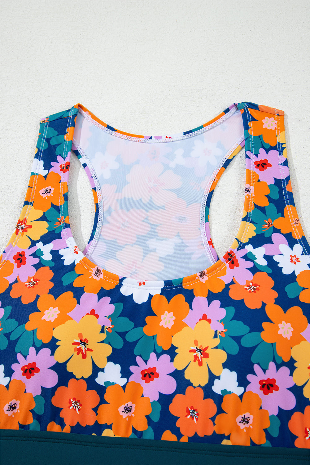 Green Floral Print Racerback Cutout High Waist 2pcs Bikini eAura