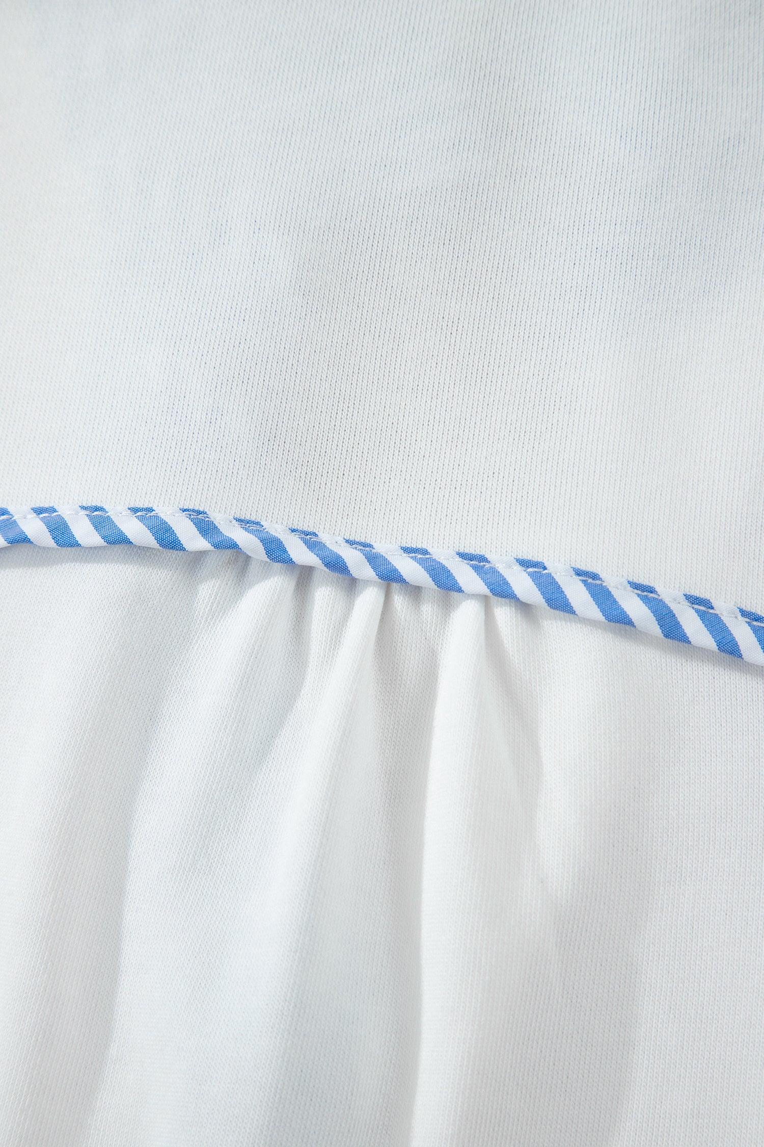Striped Frilled Collar Short Sleeve Blouse