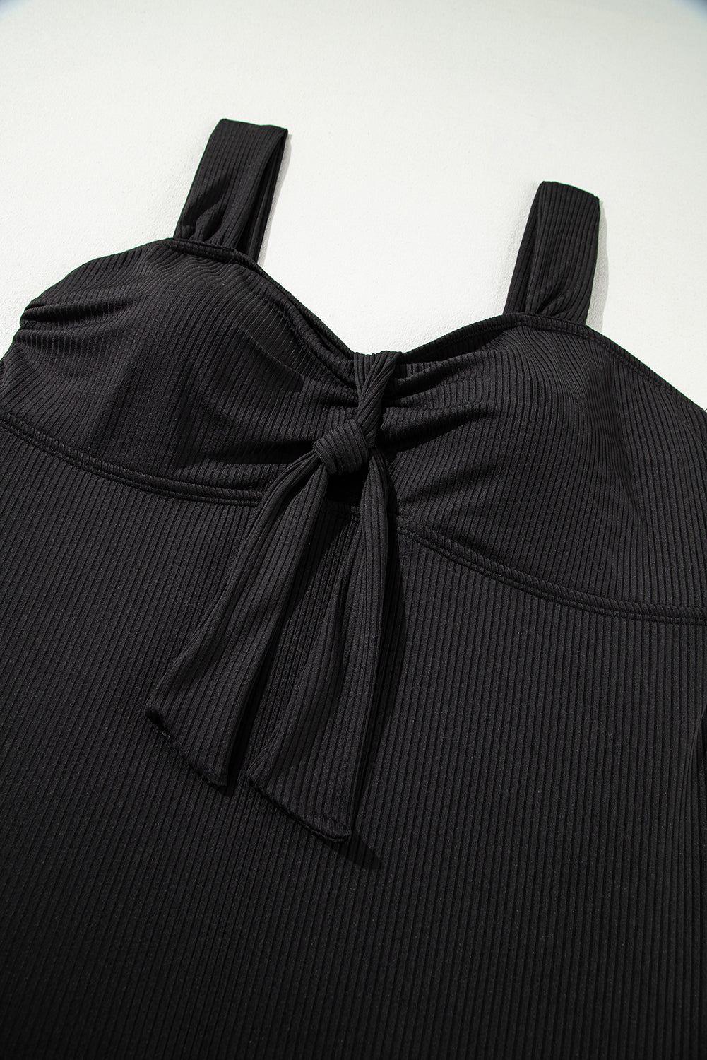Black Plus Size Textured Knotted Ruffled Trim One Piece Swimwear BB Fashion Outlet