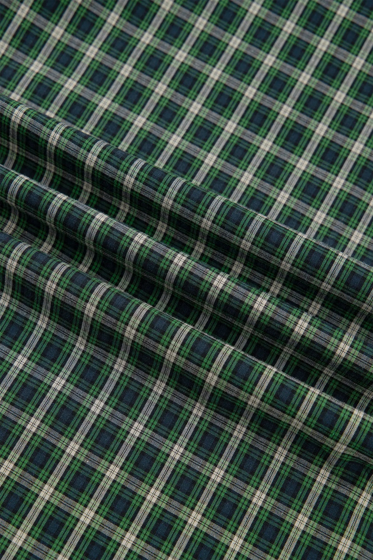 Plaid Square Neck Shirred High Waist Ruffle Hem Dress – Green