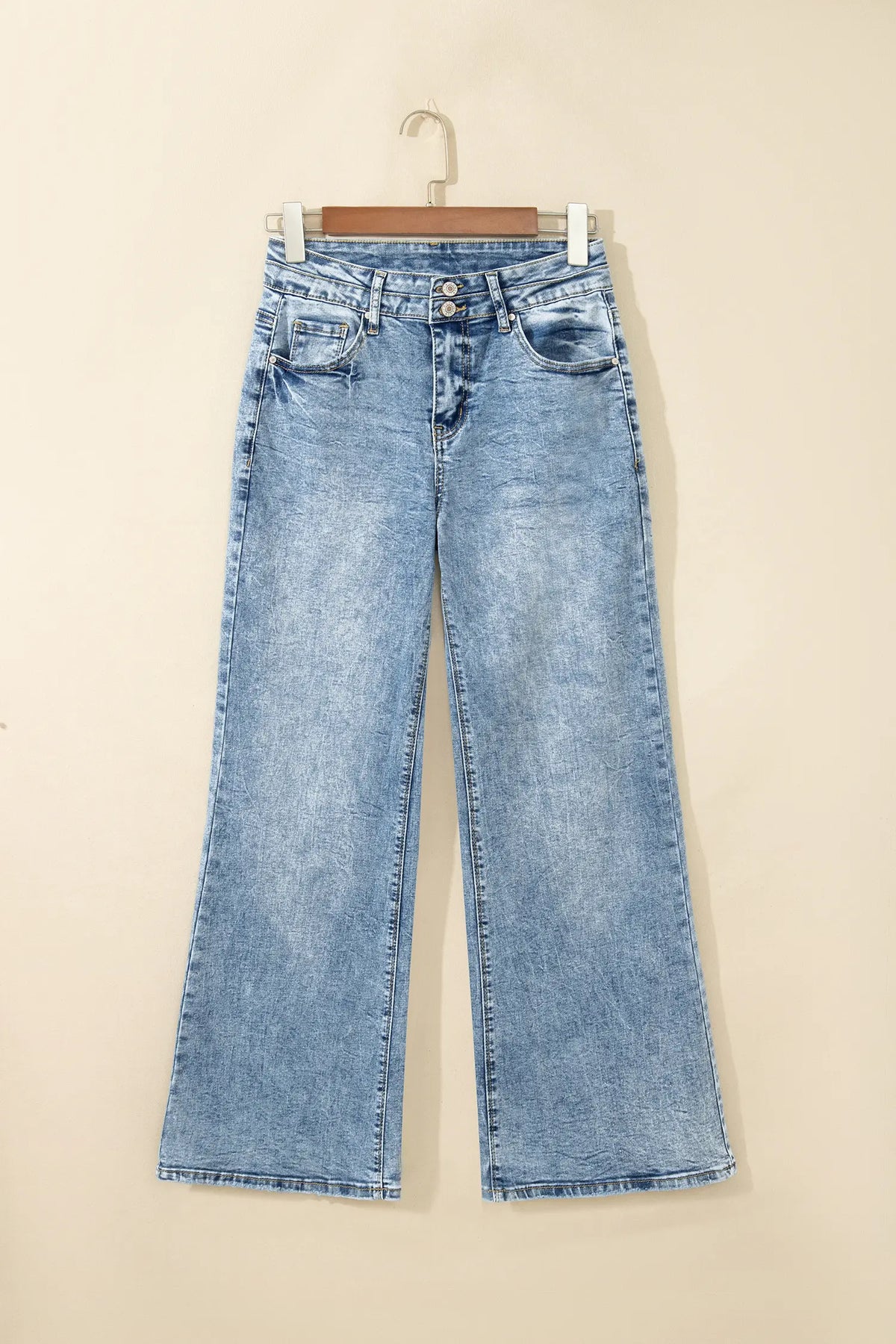 Beau Acid Wash Pocket Detail Flare Jeans – Blue