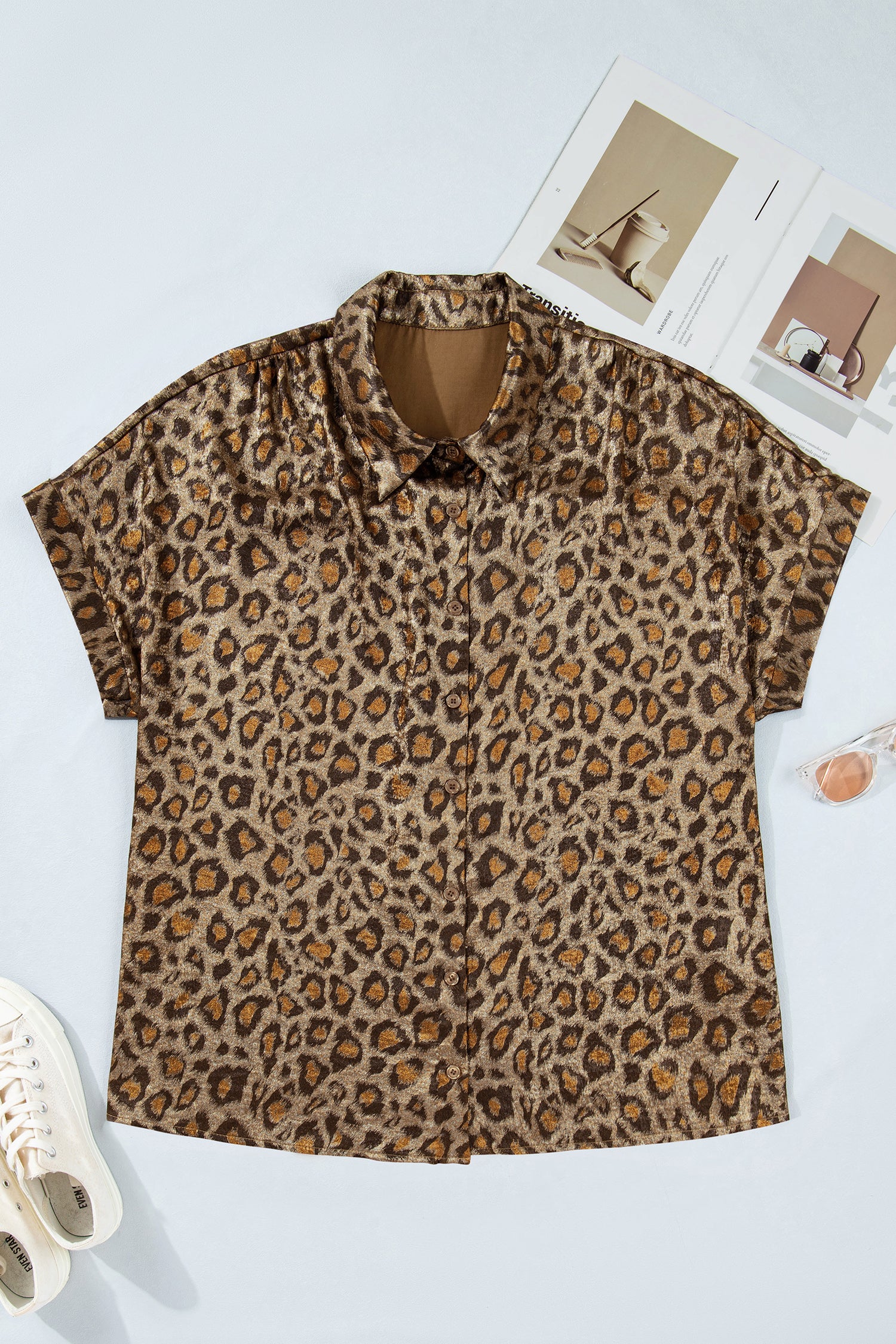 Plus Size Leopard Print Dolman Shirt – Gold