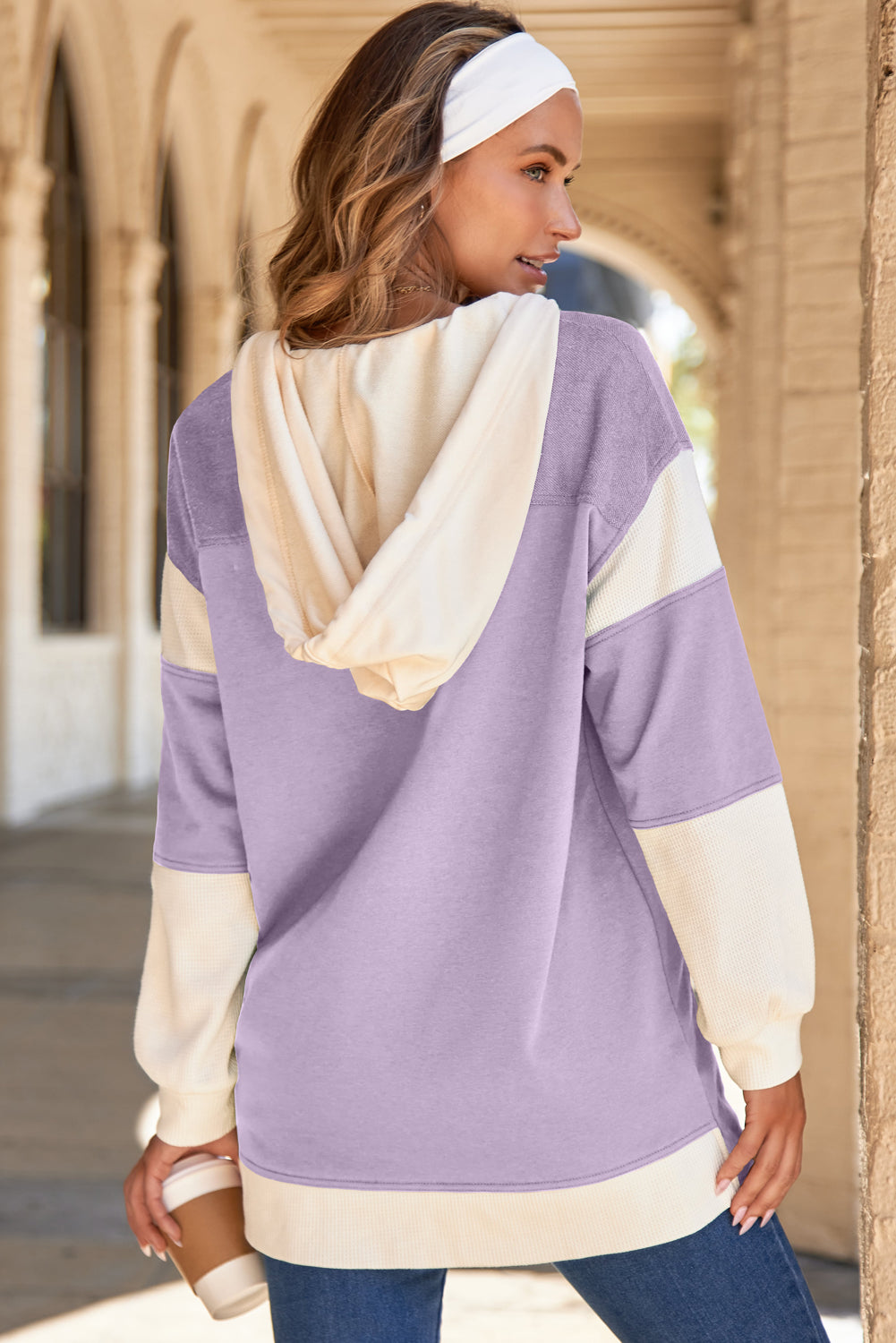 Waffle Button Front Oversize Hoodie - eAura