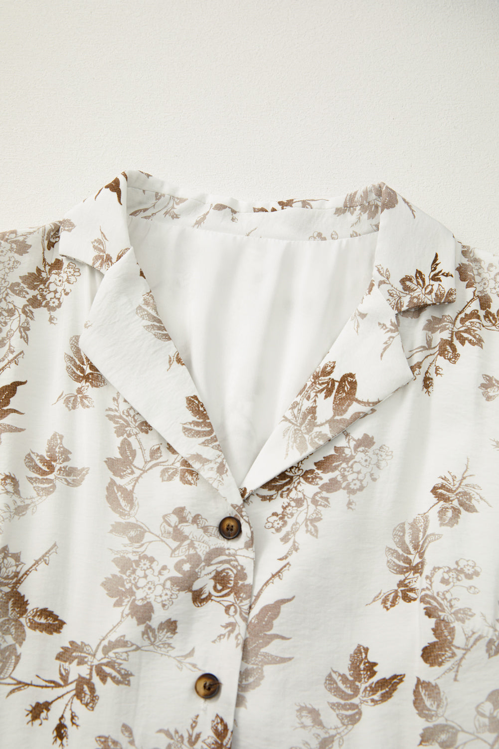 Khaki Floral Puff Sleeve V Neck Buttoned Front Maxi Dress eAura