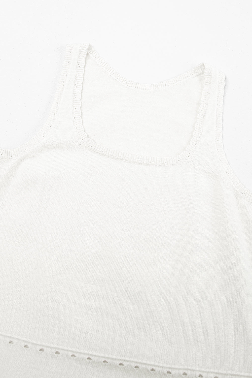 White U Neck Eyelet Accent Sweater Vest BB Fashion Outlet