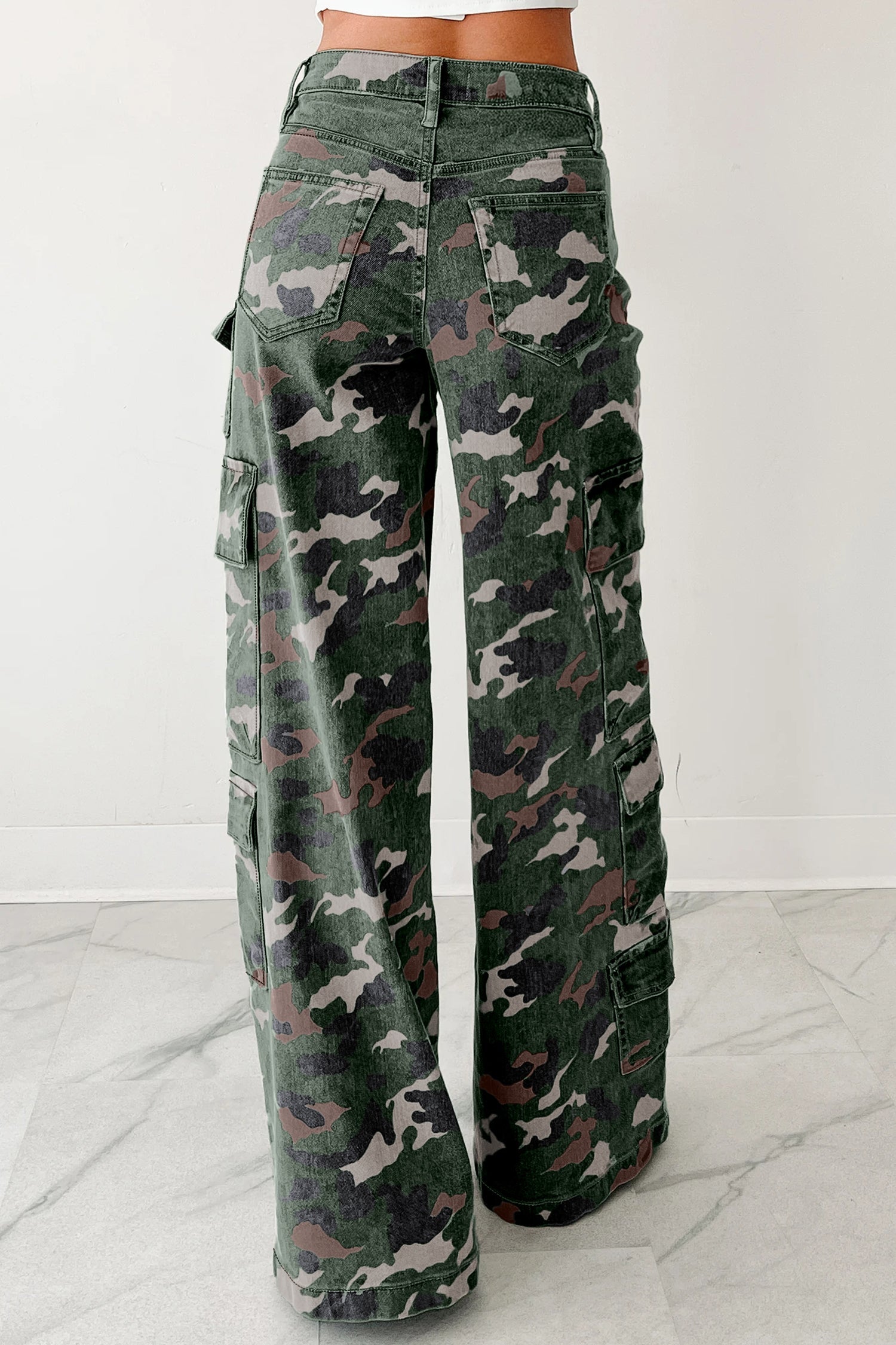 Camo Cargo Wide Leg Jeans - Bottoms/Jeans/WideLeg