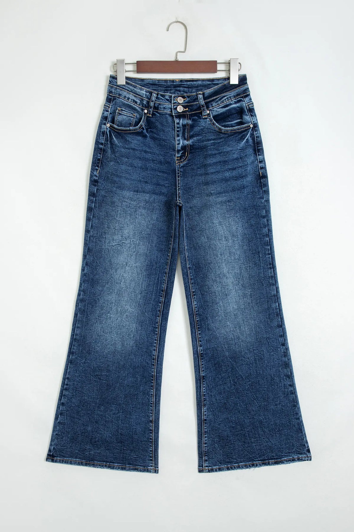 Acid Wash Pocket Detail Flare Jeans – Sail Blue