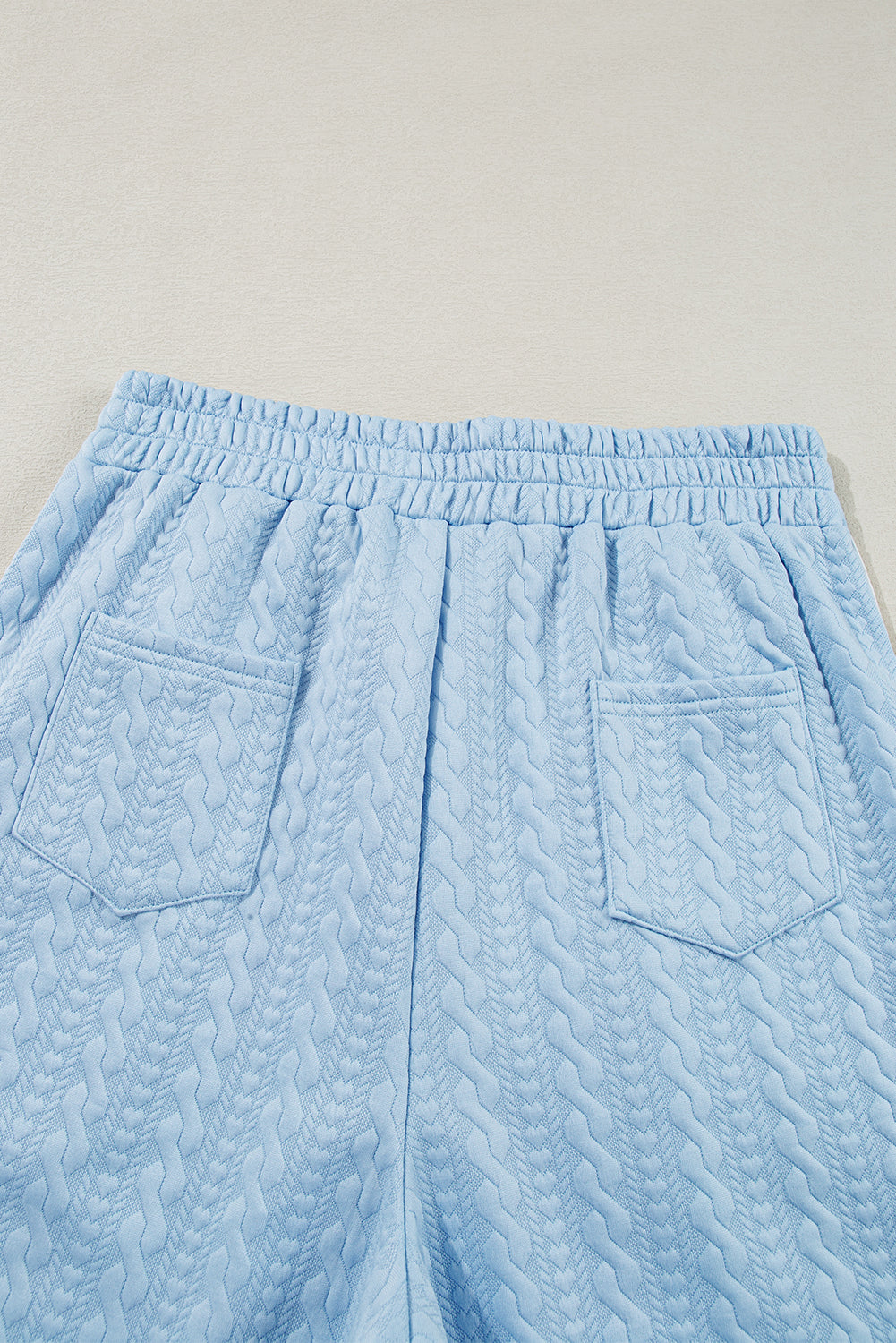 Beau Blue Textured Colourblock Edge Tank Top High Waist Trousers Set eAura