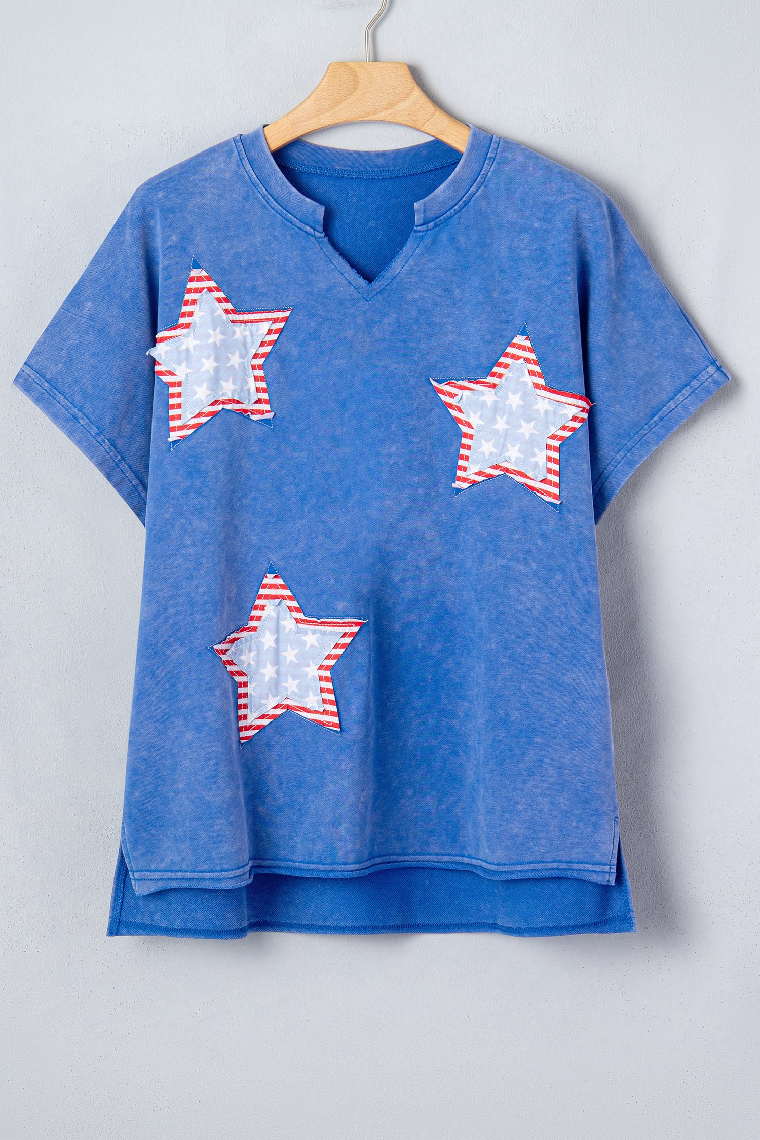 Star Patched Mineral Washed Notched Neck Tee