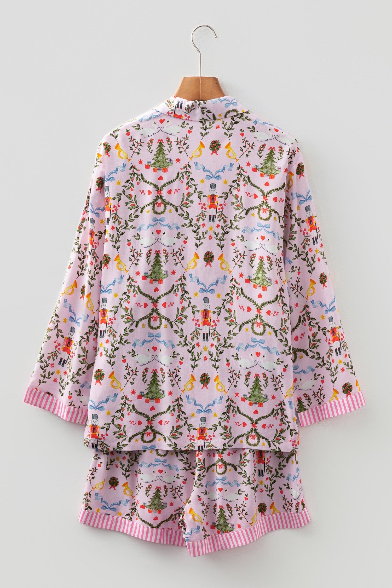 Christmas Print Nutcracker Long Sleeve and Shorts Pyjama Set - eAura