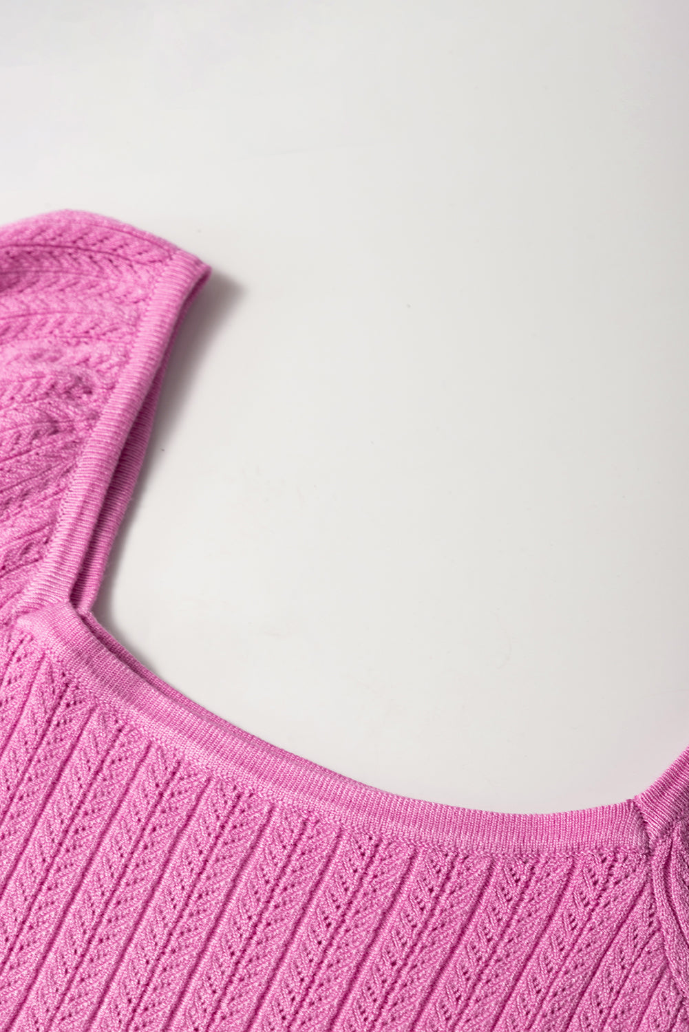 Phalaenopsis Textured Square Neck Half Sleeve Knitted Top eAura