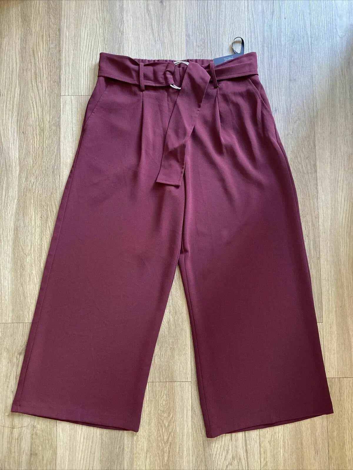 Dorothy Perkins Tailoring Crop Wide Leg Trousers Berry Red Culottes 6 10 12 16 - BB Fashion Outlet