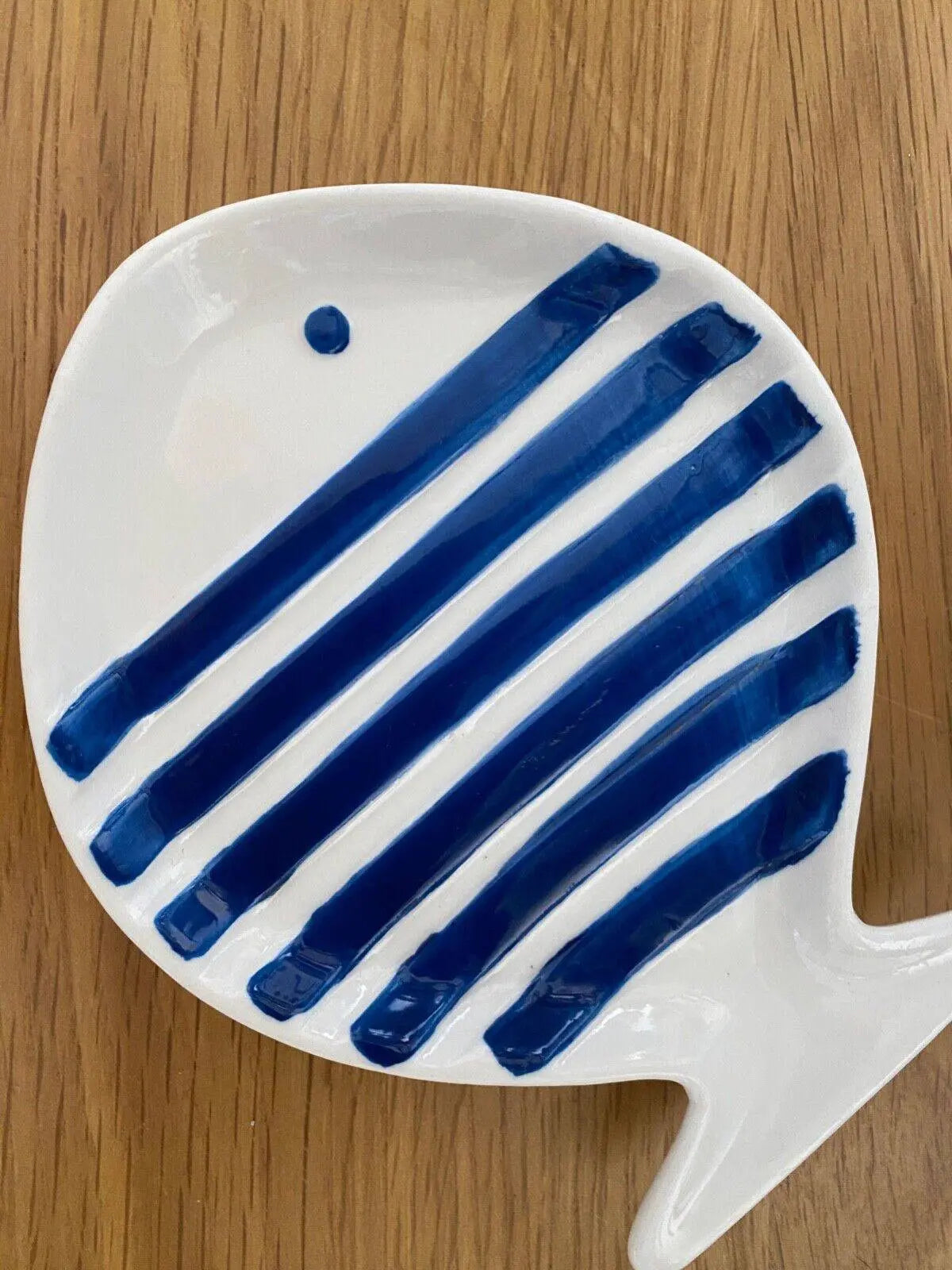 Dunelm Ceramic Fish Trinket Dish White with Blue Stripes - BB Fashion Outlet