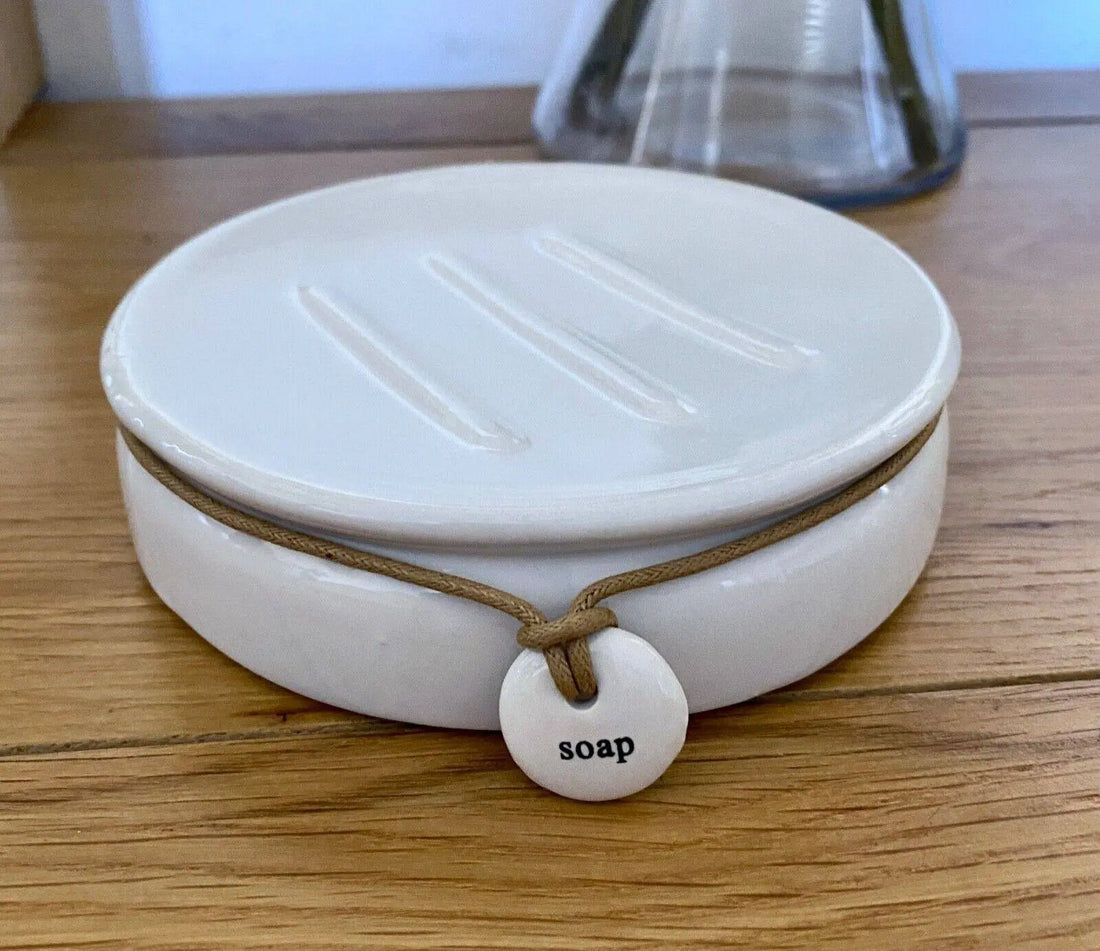 Dunelm Bathroom Soap Dish with Hang Tag White - BB Fashion Outlet