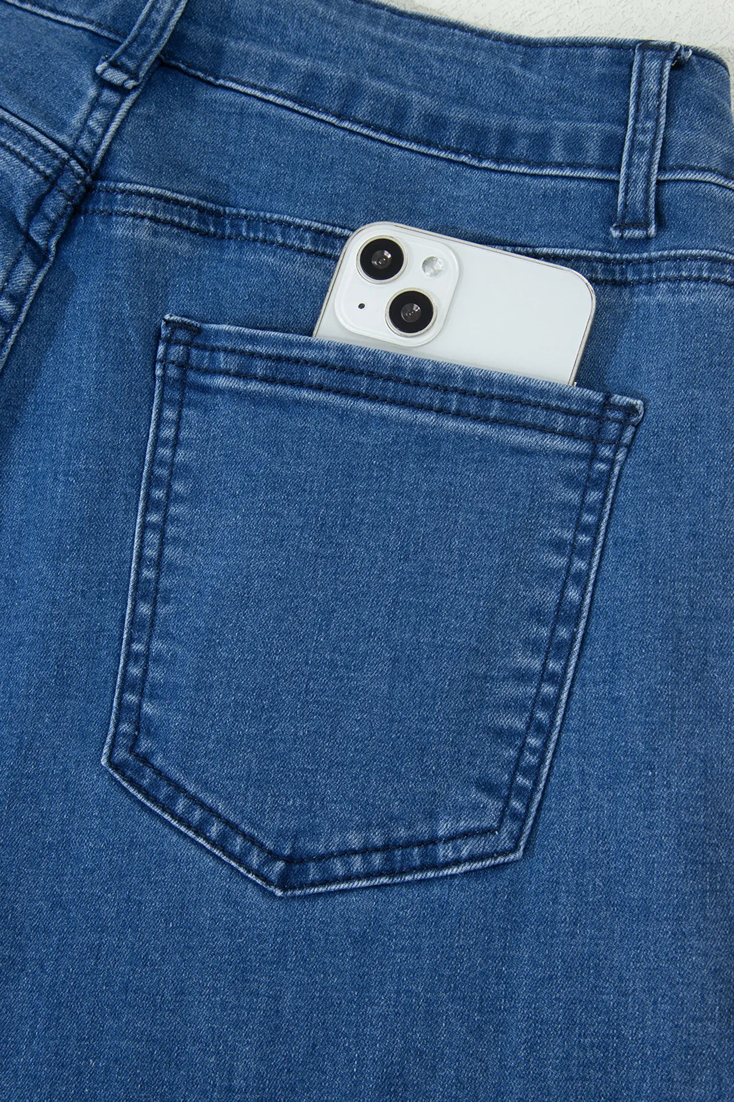 Dusk Blue Lace-up Pull on Wide Leg Jeans