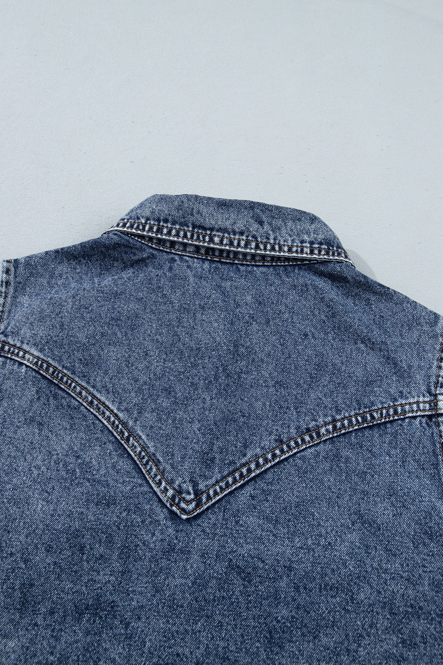 Ashleigh Blue Solid Denim Button Front Pocket Sleeveless Cowboy Vest – Dark Blue