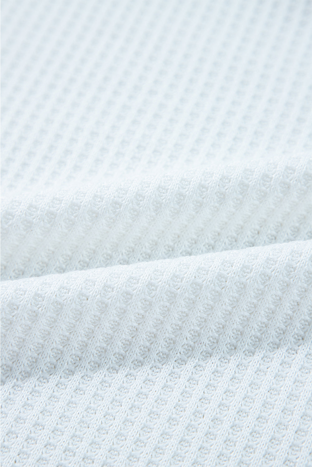 White Leopard Waffle Knit Patchwork Button V Neck Top - eAura