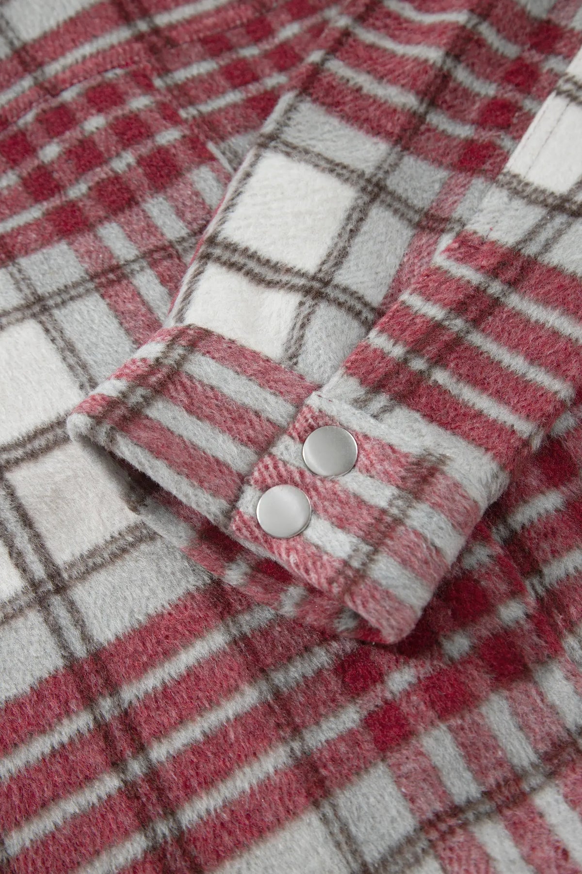 Jacket Plaid Flannel Metal Button Collar Long Sleeve Shift