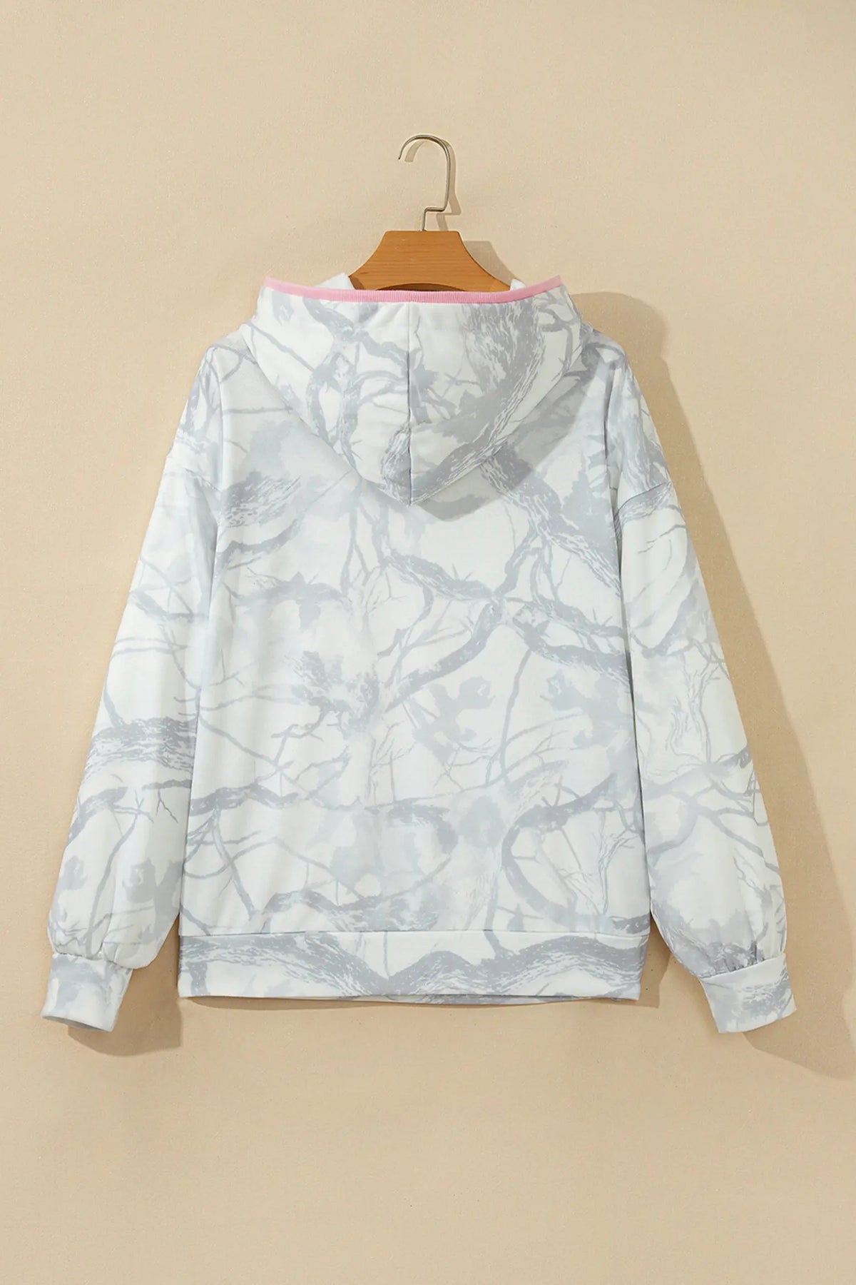 Hoodie Abstract Print Colourblock Long Sleeve