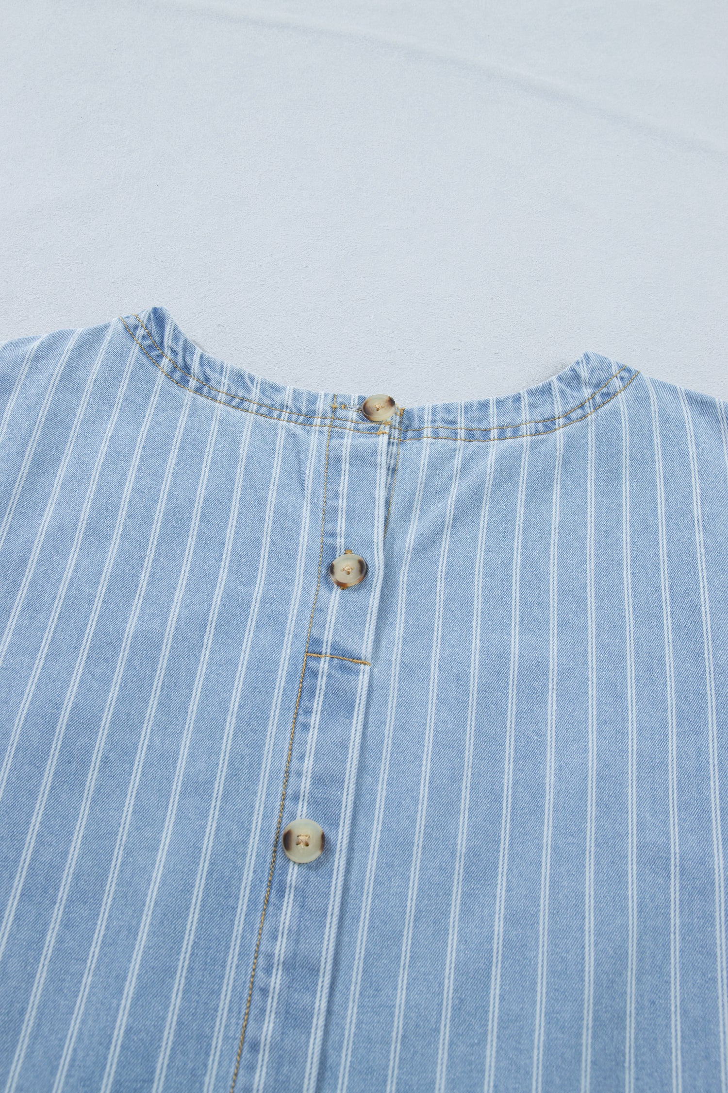 Stripe Buttoned Back T-Shirt Denim Mini Dress