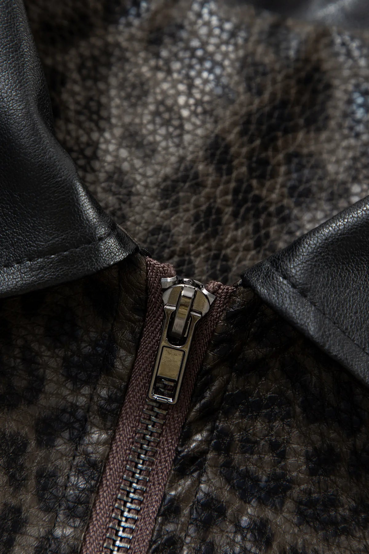 Leopard Print Colourblock Collar Metal Placket Jacket – Multicolour