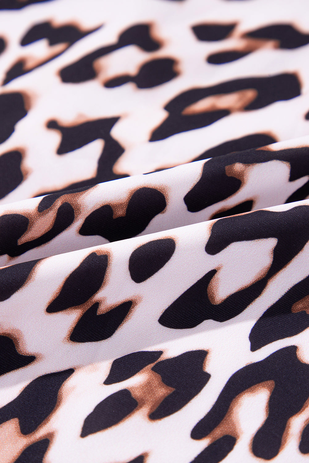 Leopard Print Tied Front Keyhole Puff Short Sleeve Mini Dress eAura