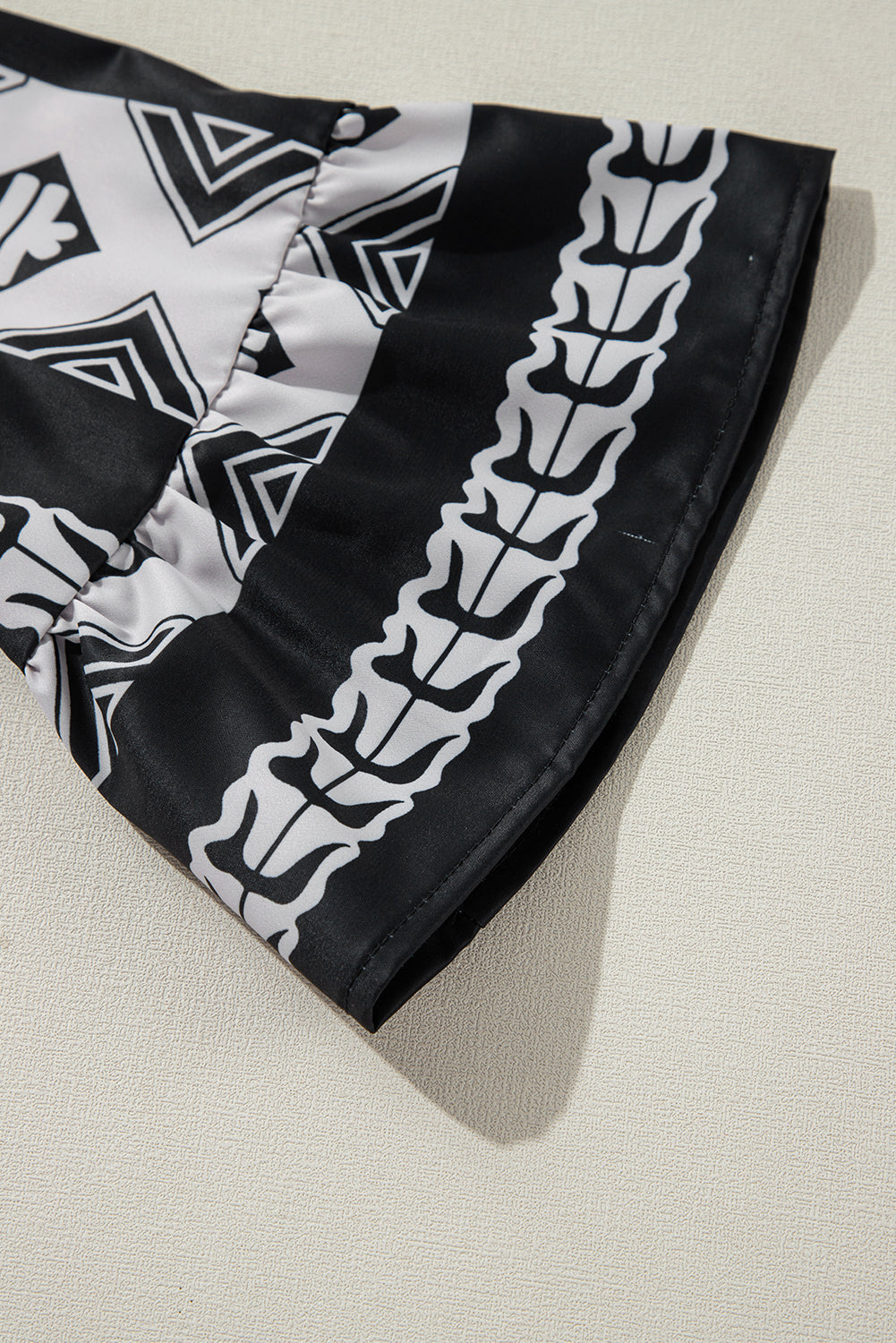 Blue Geometric Print V Neck Ruffled Dress eAura