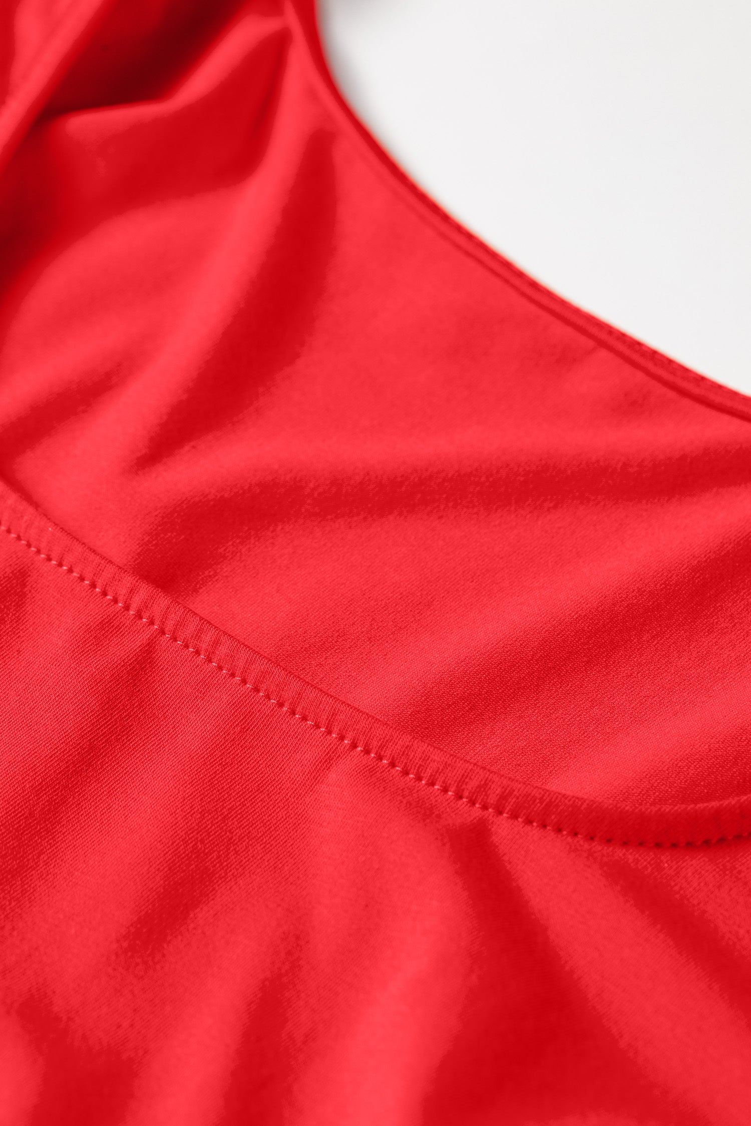 U Neck Long Sleeve Fit and Flare Short Dress – Fiery Red