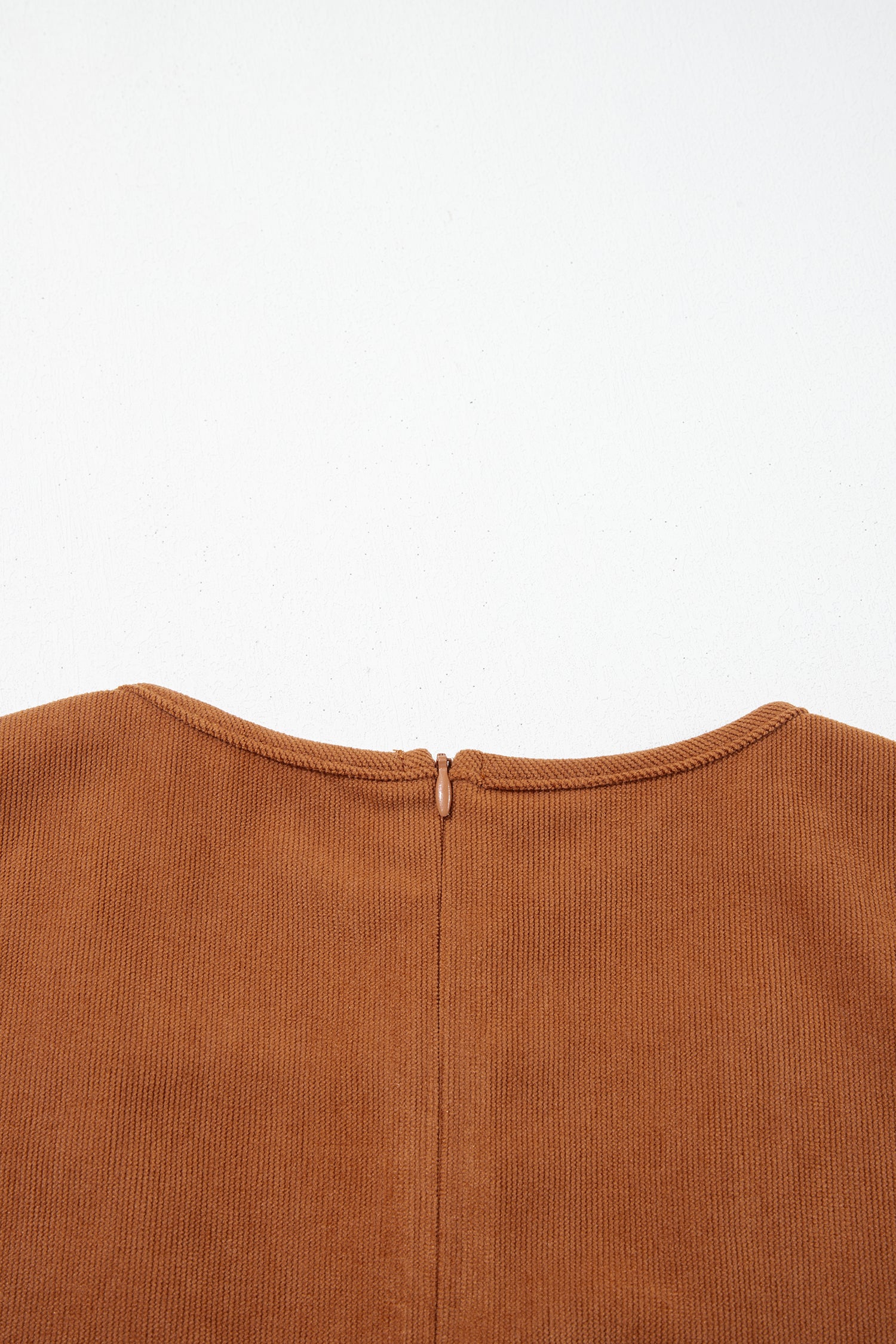 Solid Color Tie V Neck Sleeveless Corduroy Romper – Cinnamon
