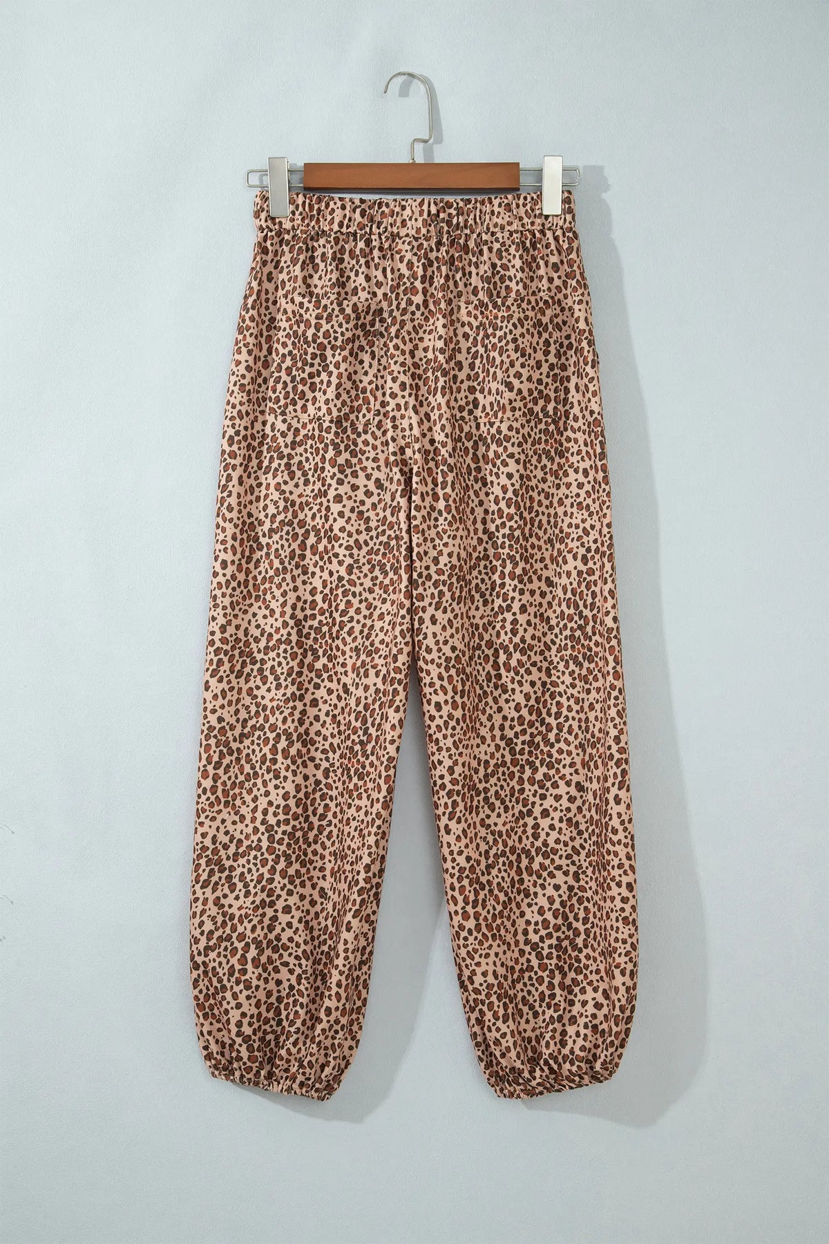 Leopard Print Drawstring Waist Patch Pockets Pants – Khaki