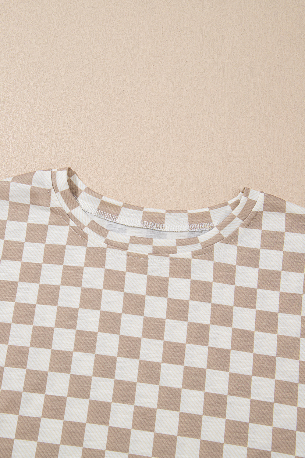 Brown Checkerboard T Shirt and High Waist Skorts 2 Piece Outfit Co-ord eAura