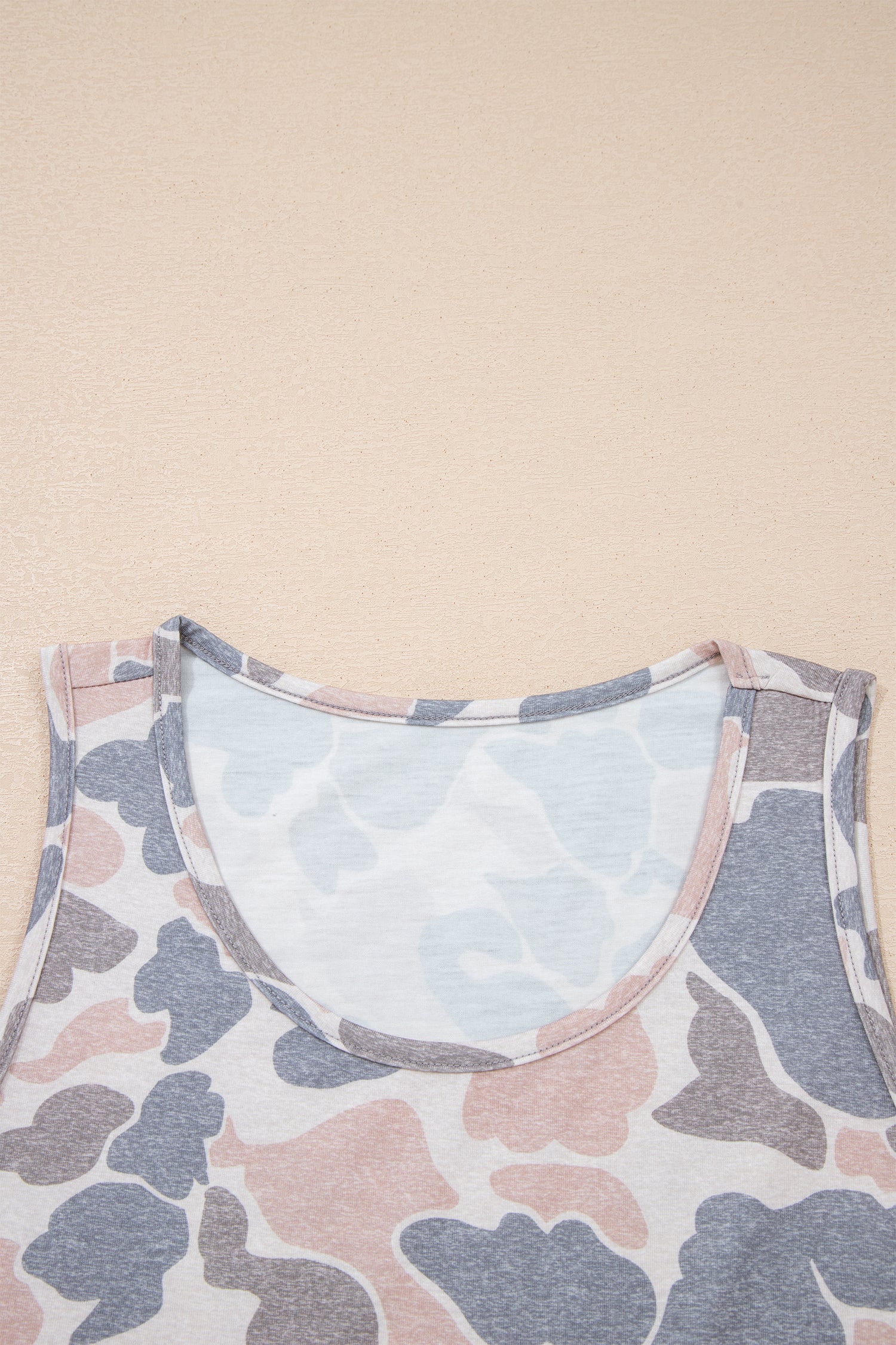 Retro Camo Print Oversized Tank Top – Multicolour